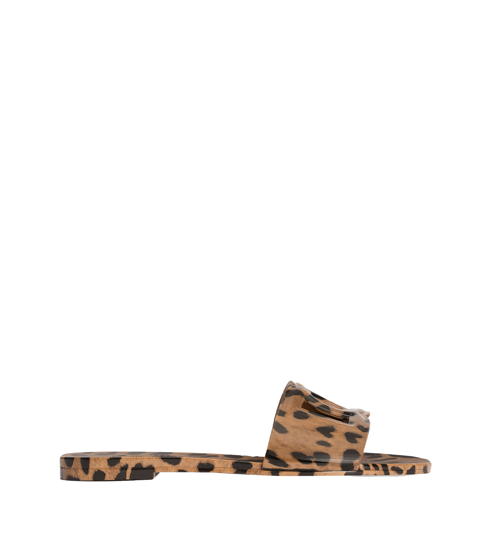 Leo-print rubber beachwear slides