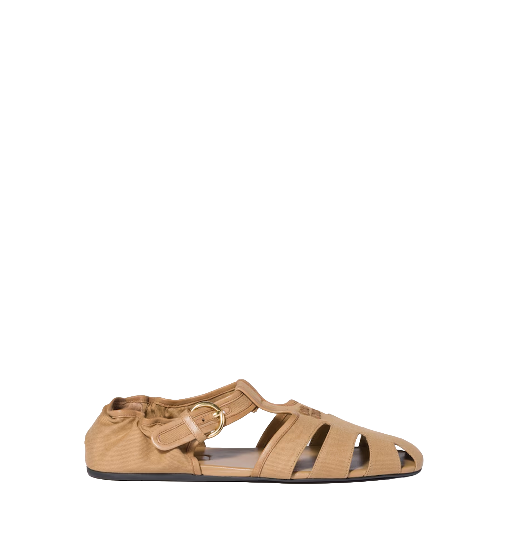 Ruches cotton and nappa leather fisherman sandals