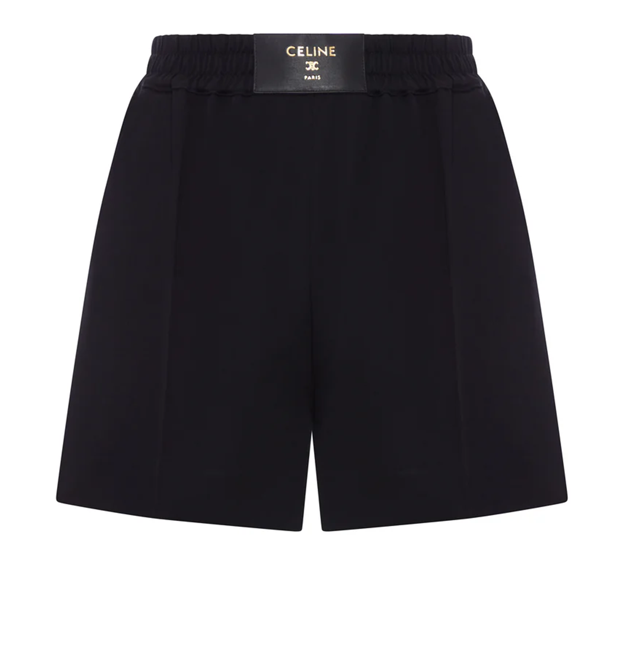 Wool shorts with leather tag