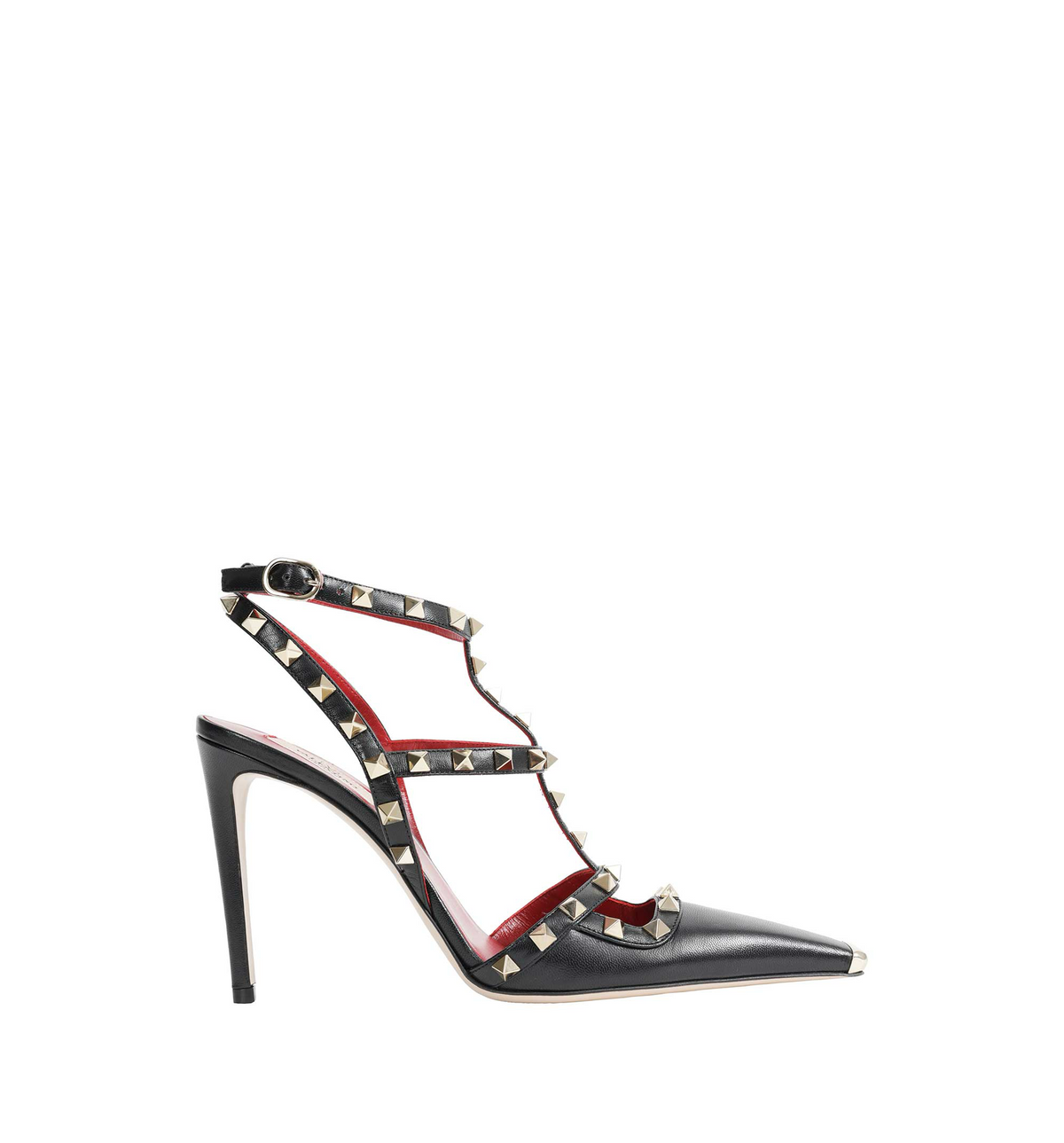 Rockstud Pointed Toe Ankle-Strap Pumps
