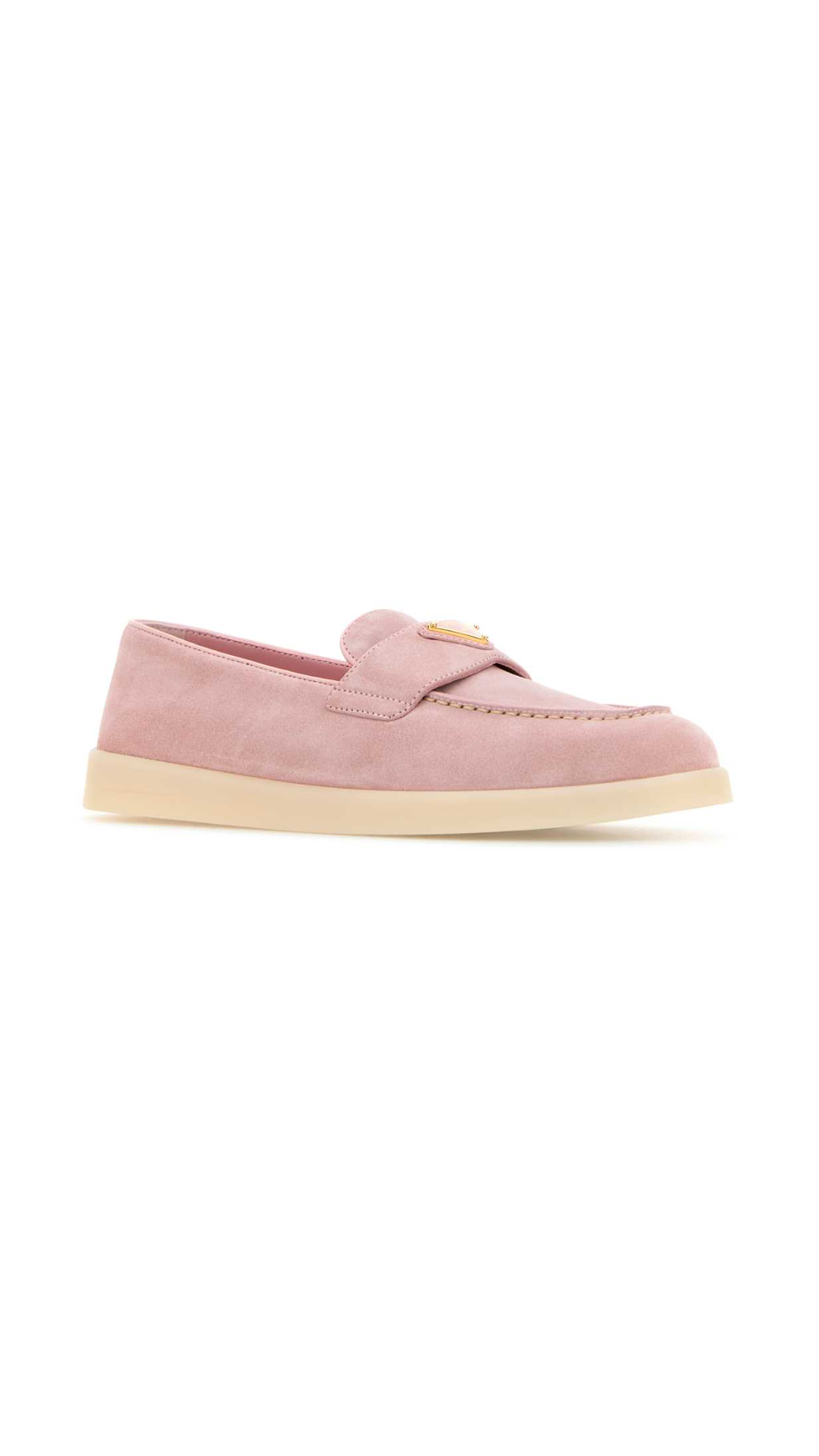 Suede and Leather Loafer - Alabaster Pink