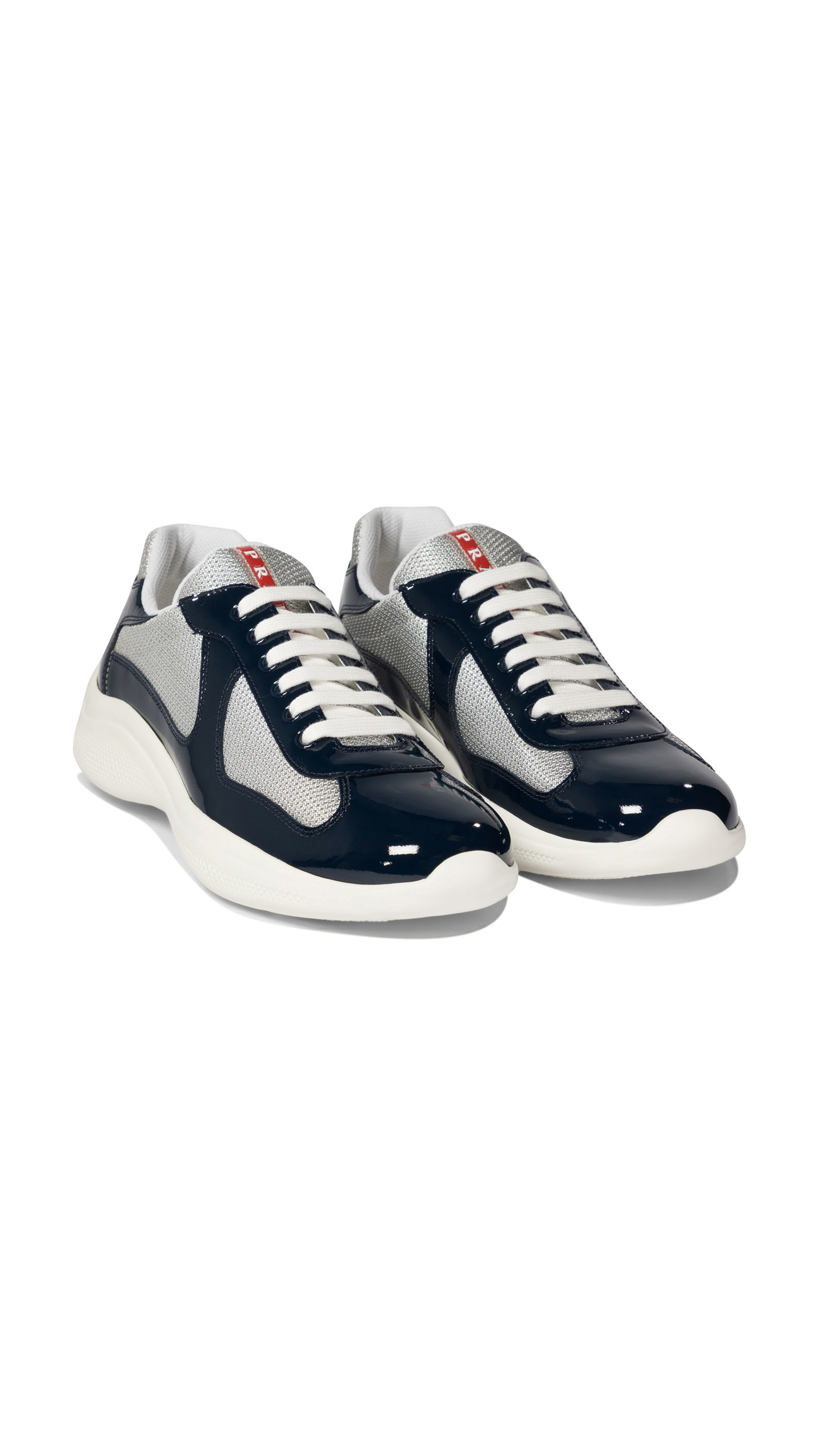 Patent Leather and Technical Fabric America's Cup Sneakers - Navy