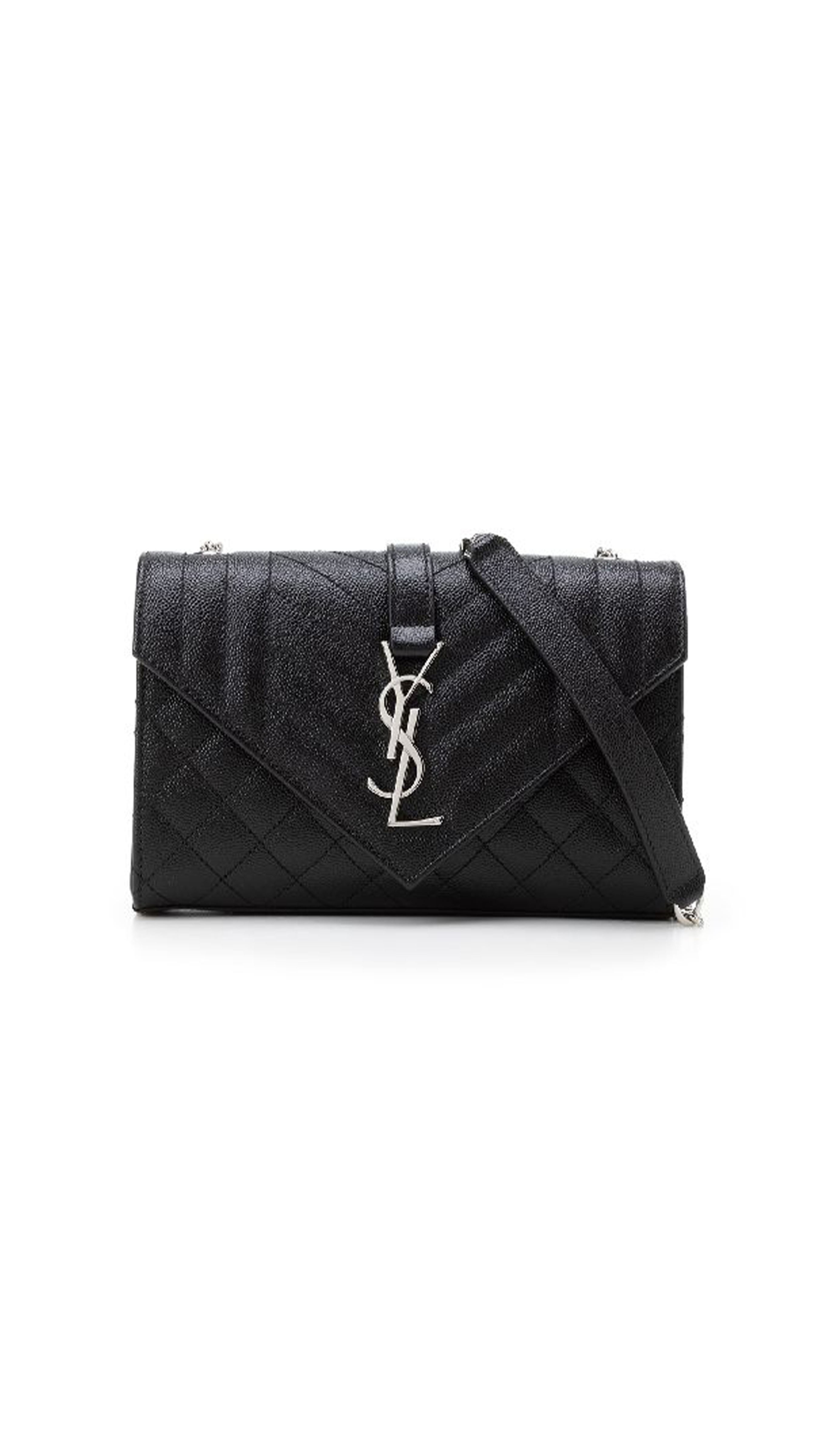 Envelope Small Bag in Quilted Grain de Poudre Embossed Leather - Black