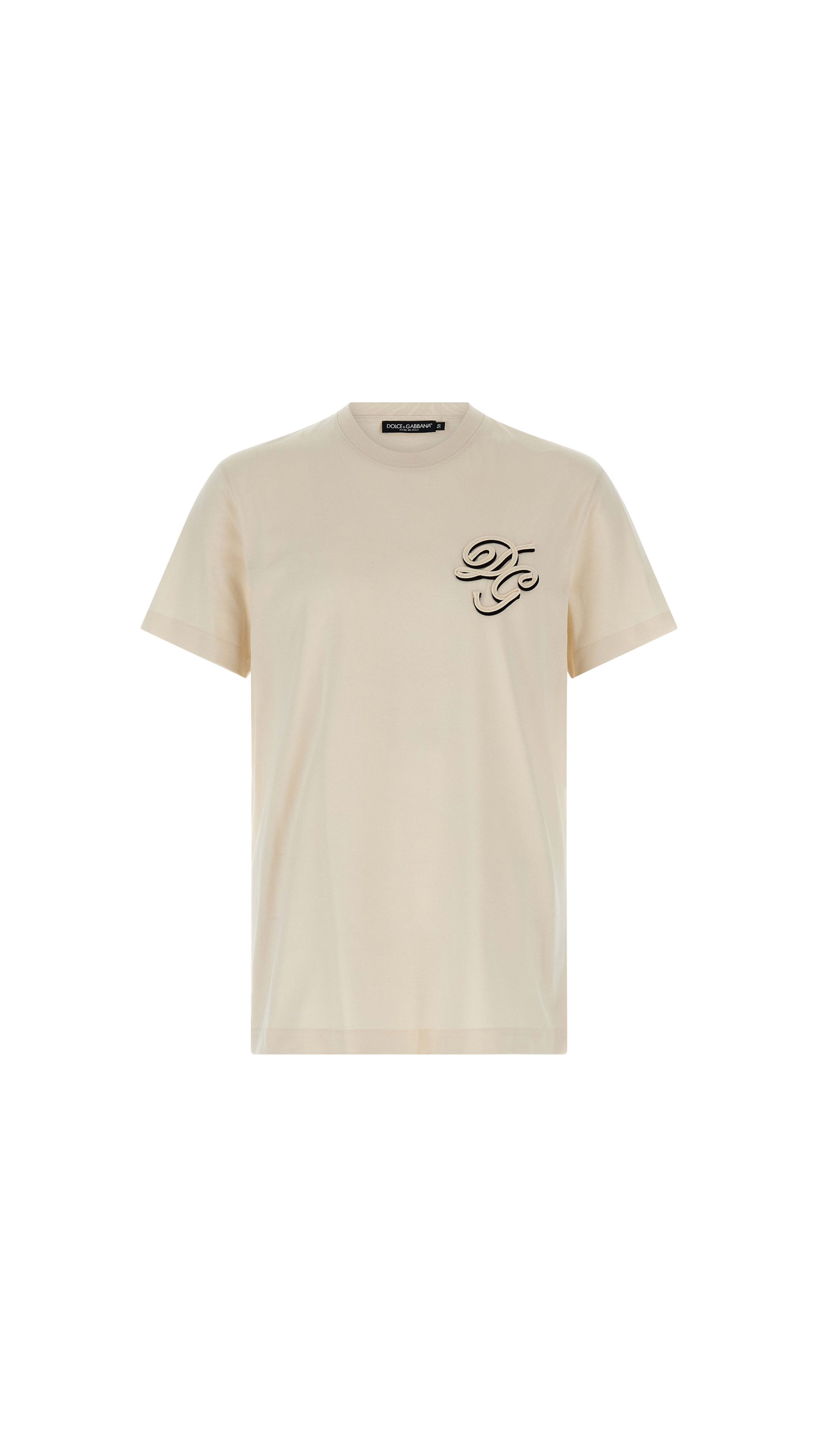 Cotton T-shirt with Embroidery - Ivory