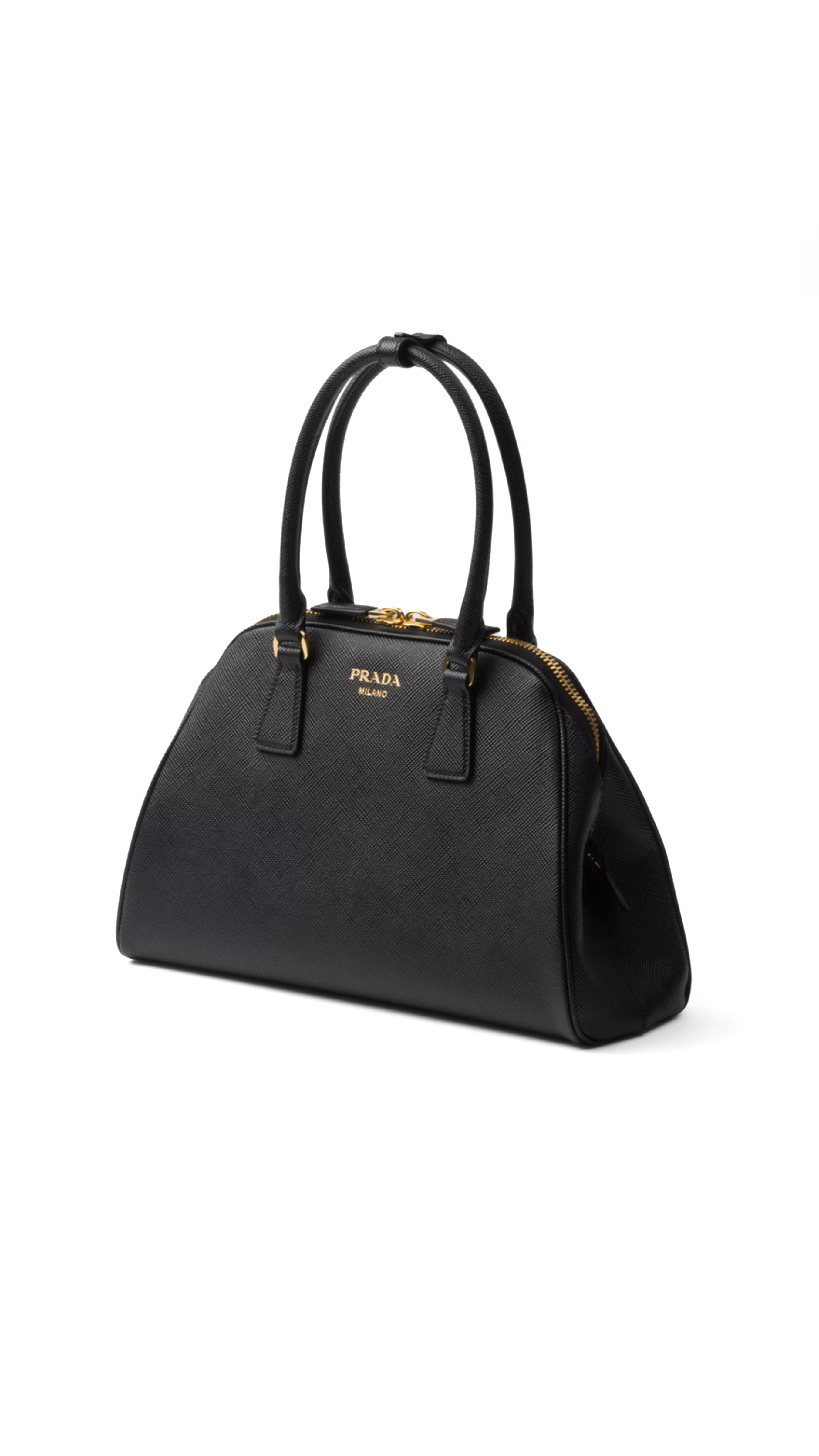 Medium Saffiano Leather Bag - Black