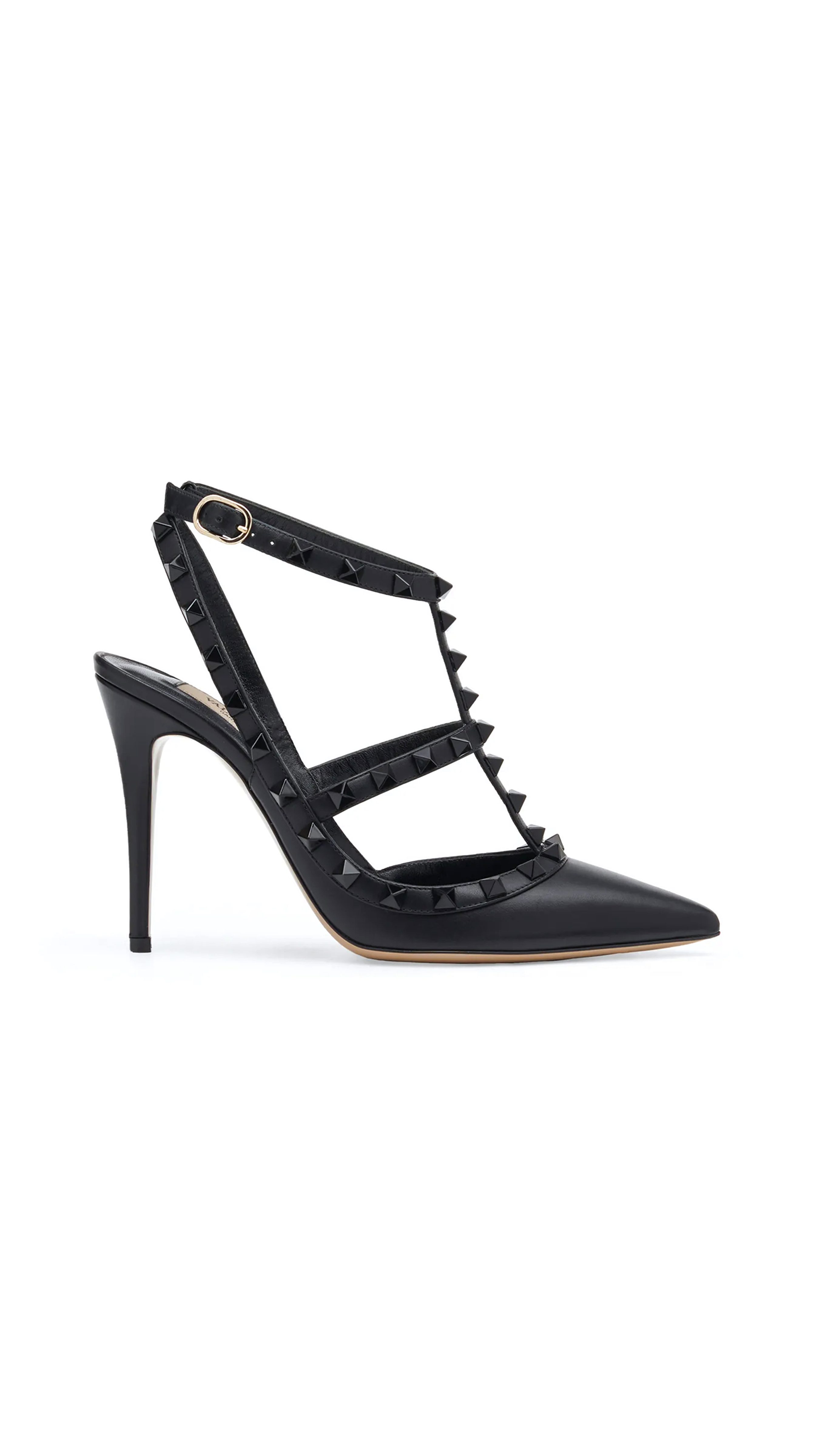 Patent Rockstud Caged Pump with Tonal Studs 100MM - Black