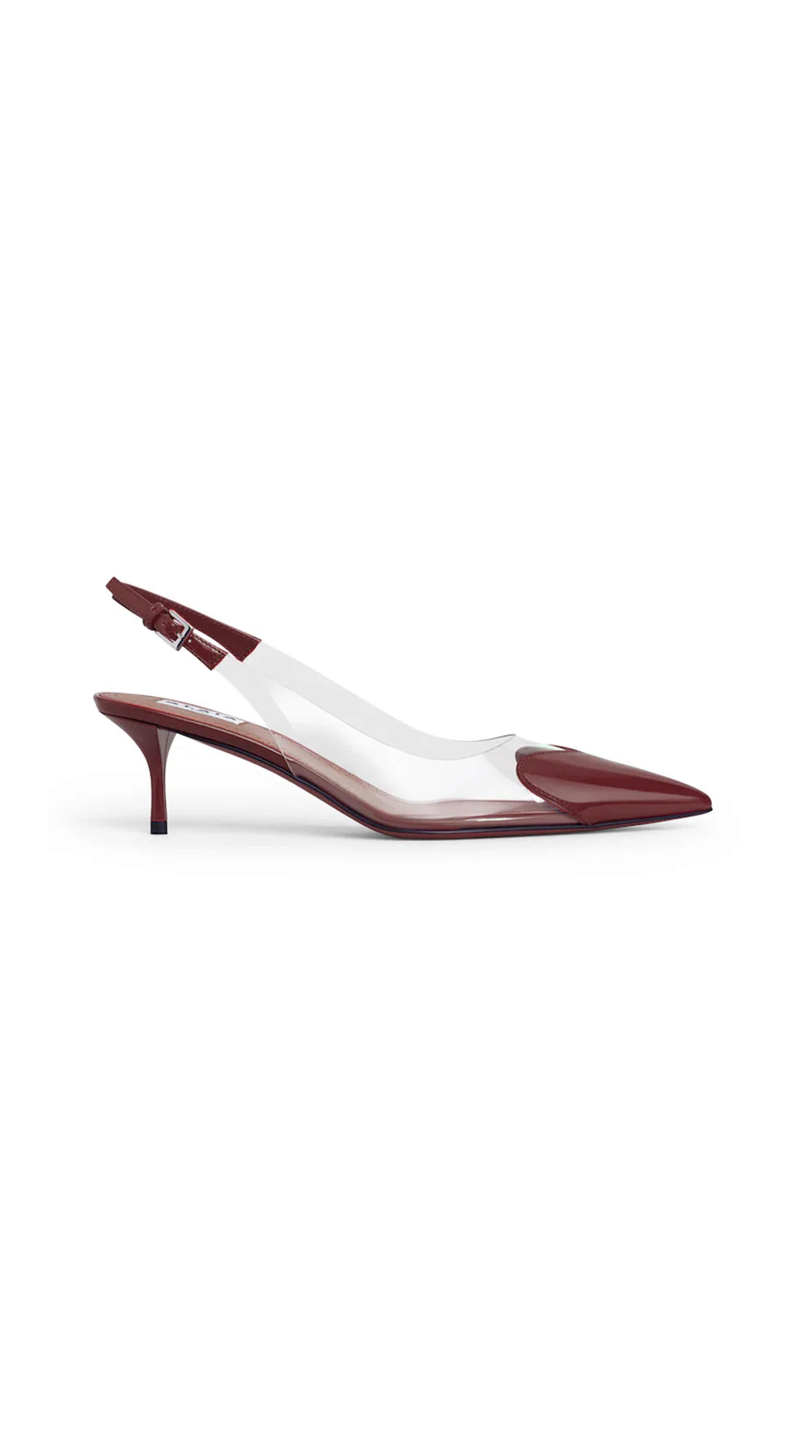 Heart Slingbacks in Patent Lambskin - Rouge Grenat