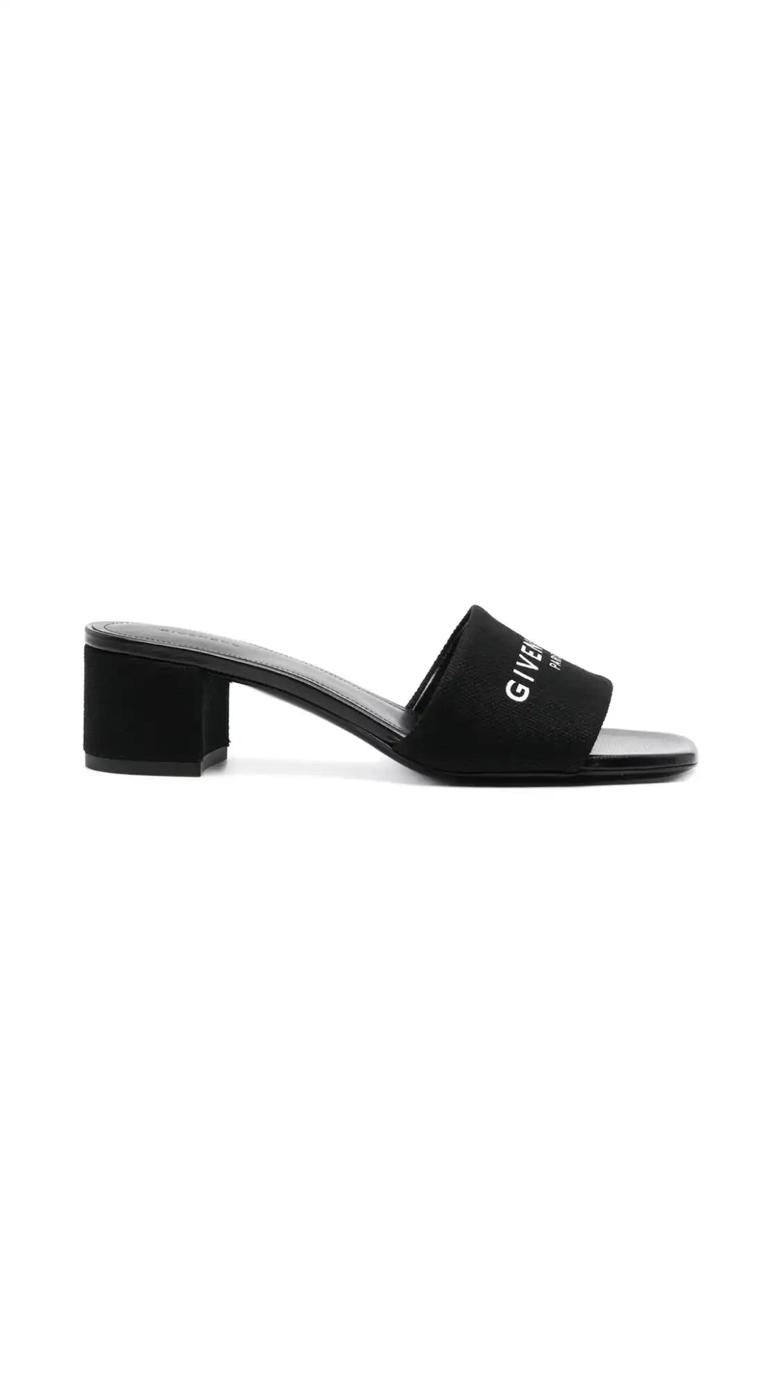 4G Canvas Heeled Mule - Black