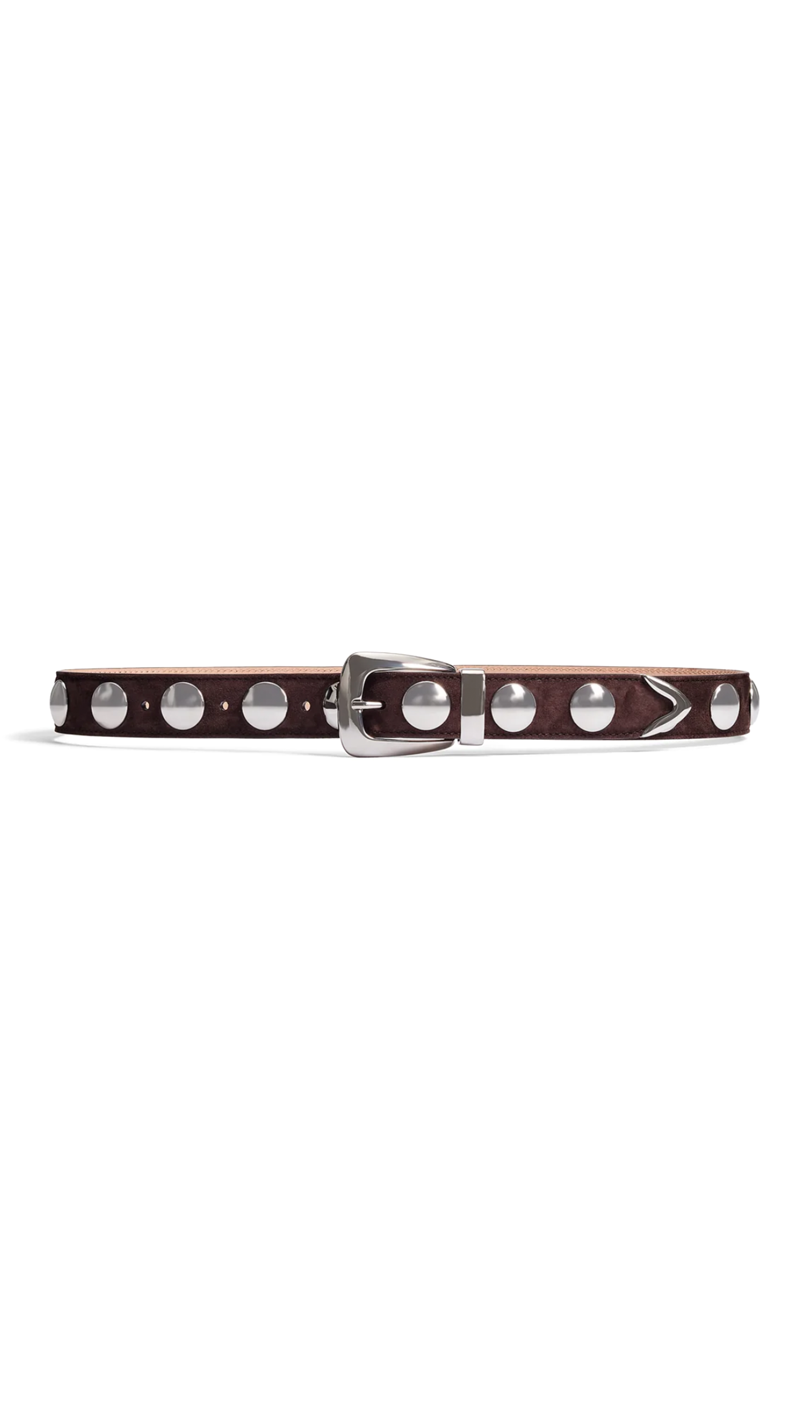 Benny Belt in Suede with Studs - Coffee/Silver