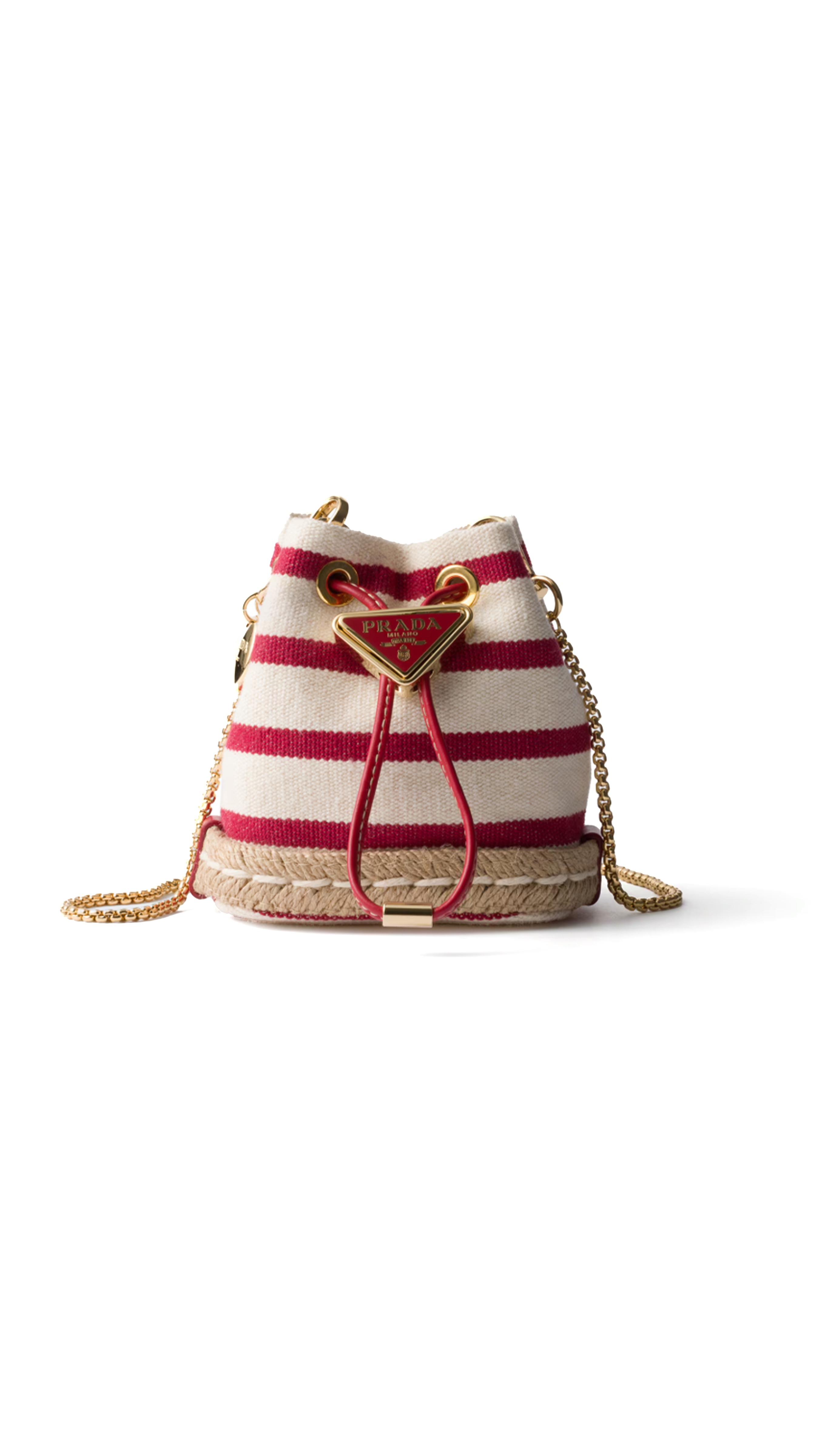 Striped Fabric Mini-Pouch - Pomegranate Yellow/Red