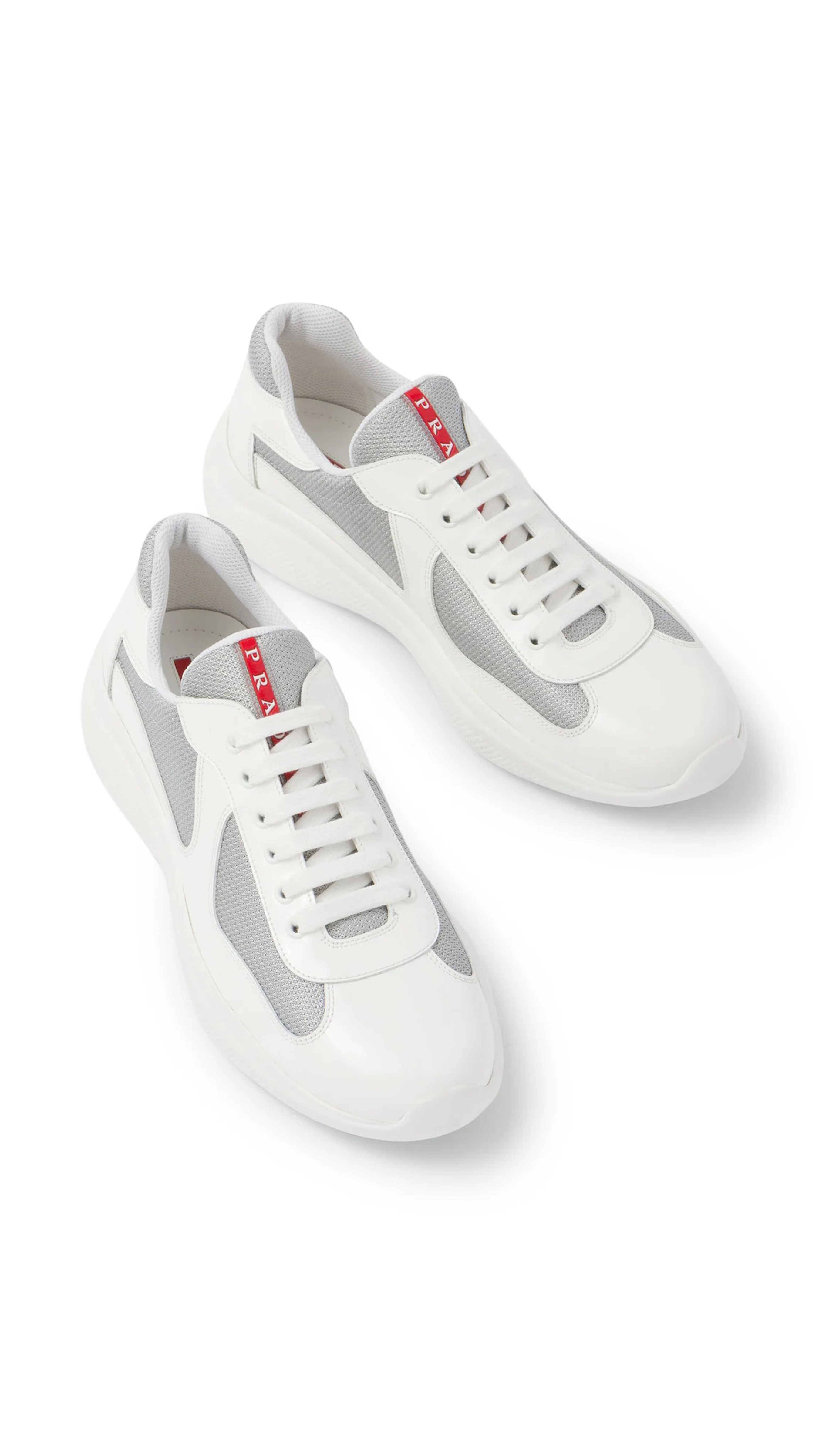 Patent Leather and Technical Fabric America's Cup Sneakers - White/Silver