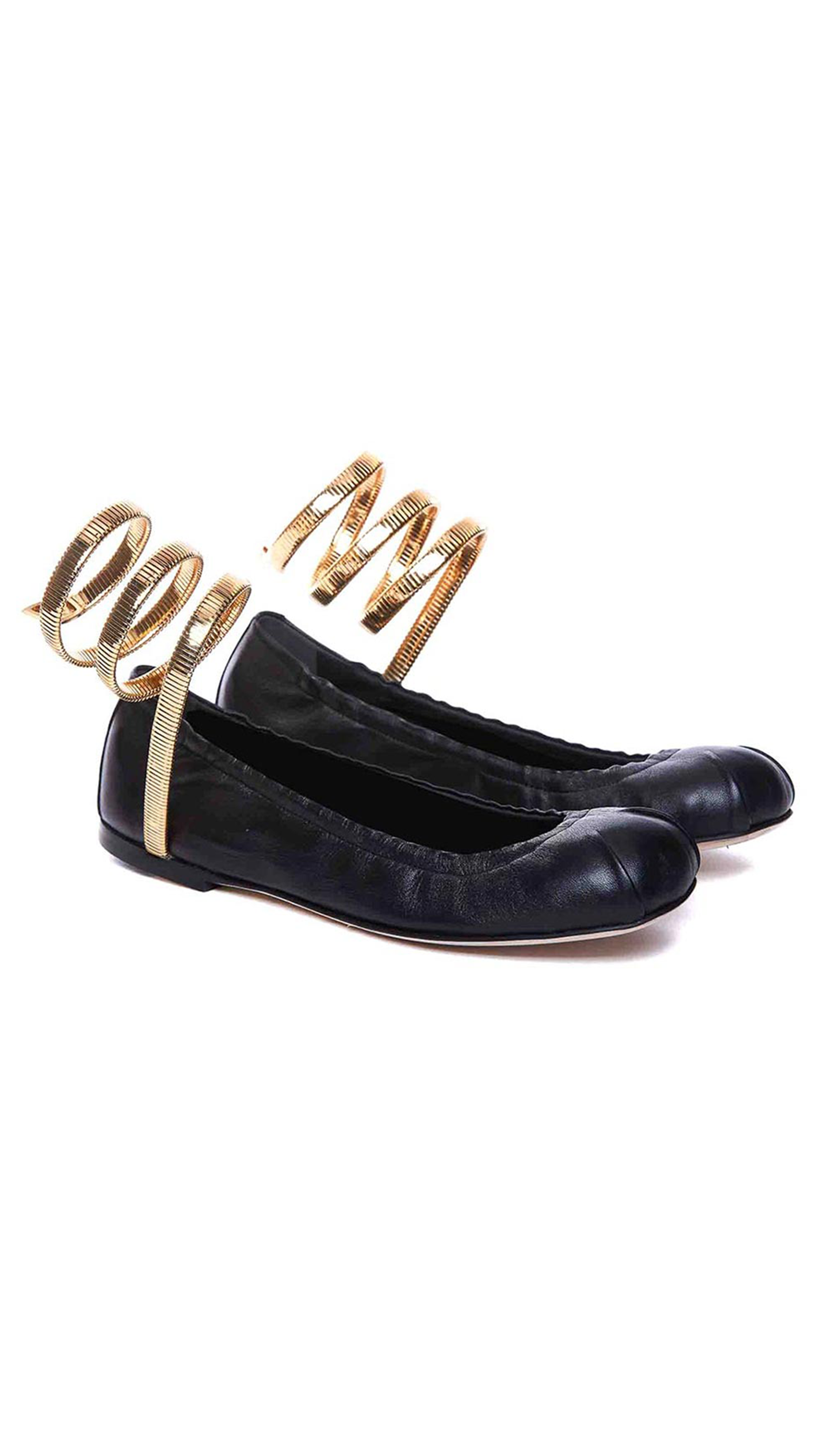 Juniper Leather Ballerinas - Black/Gold
