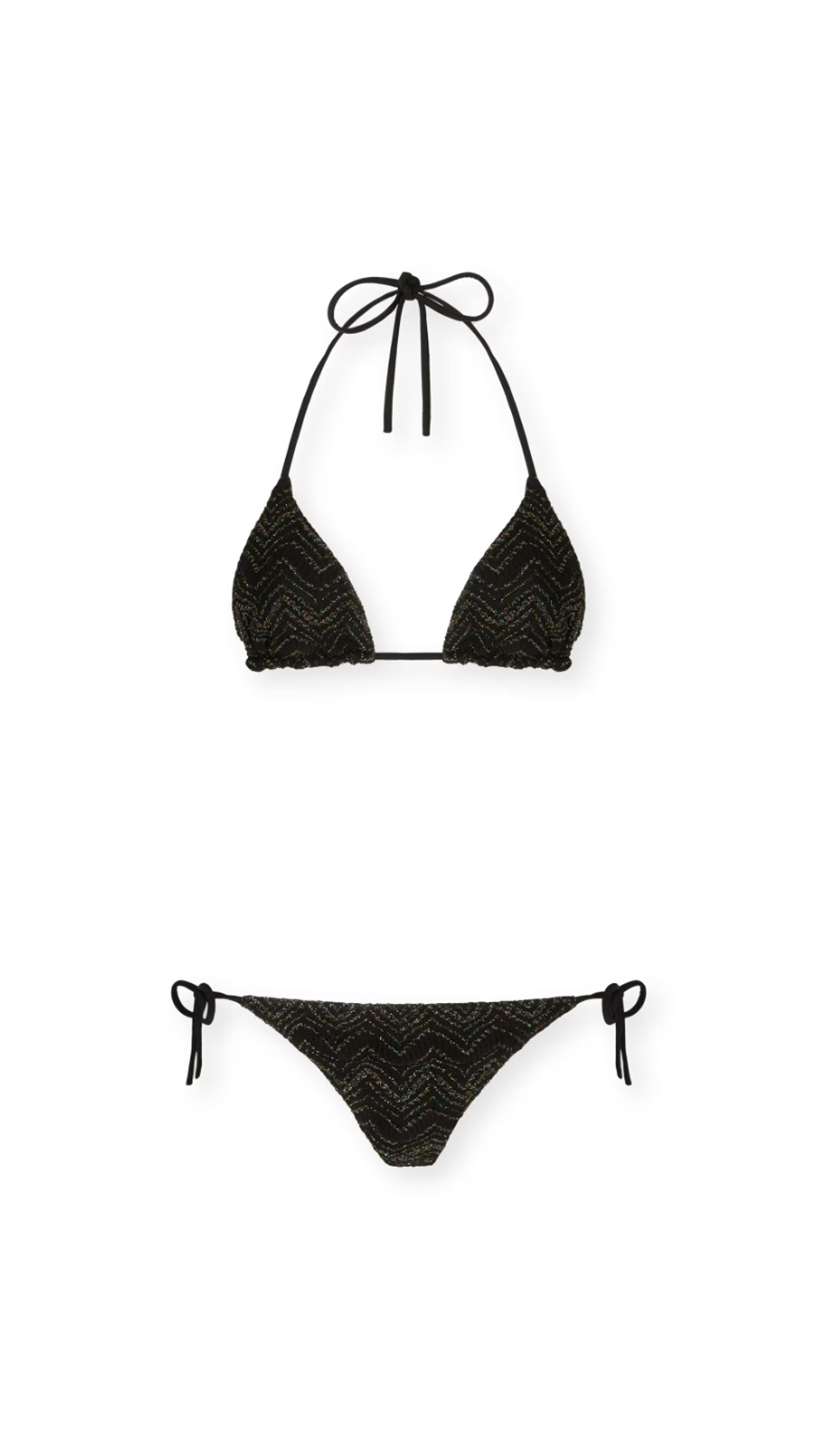 Zig Zag Lamé Viscose Bikini - Black