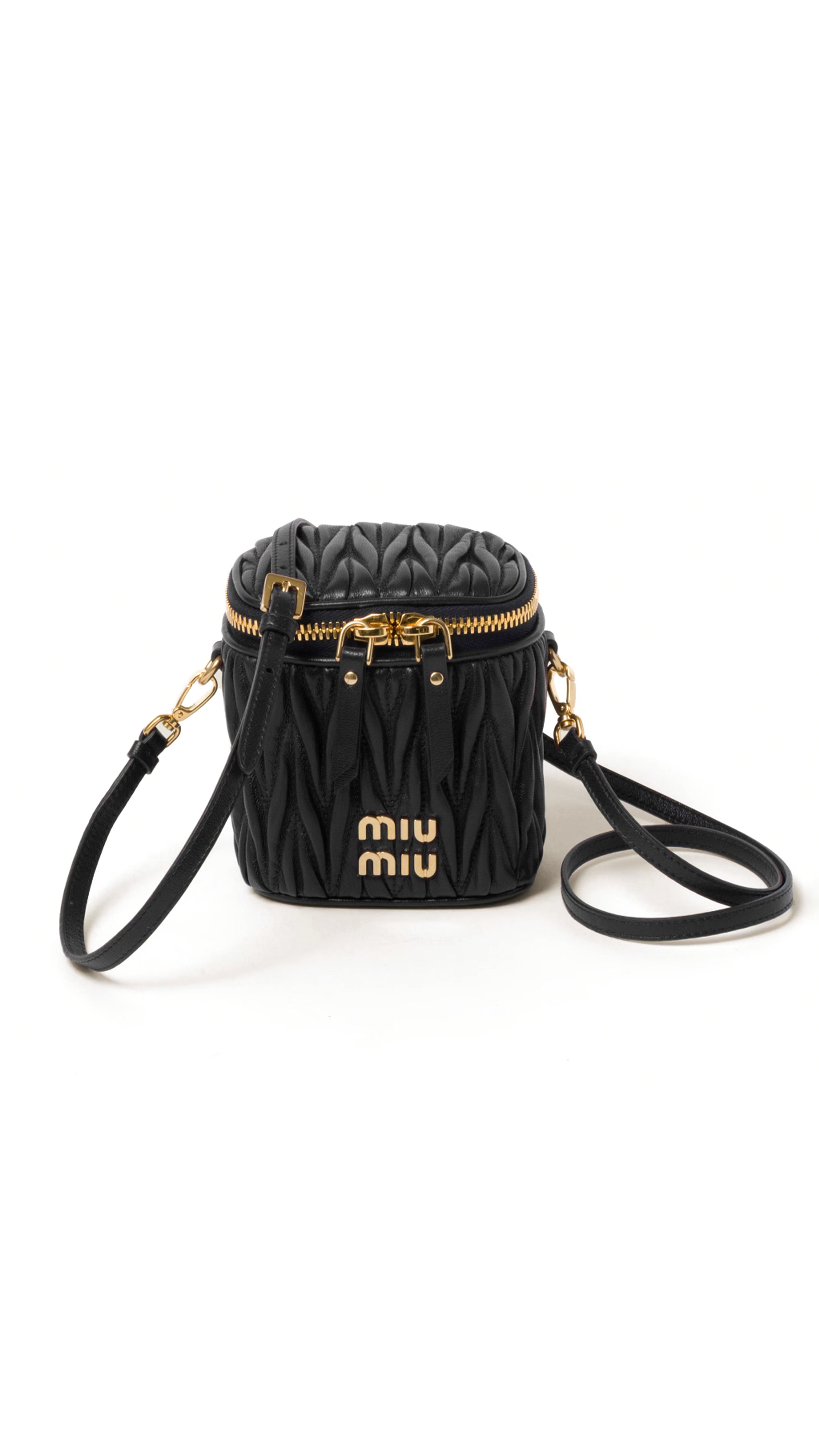 Matelassé Nappa Leather Micro Bag - Black