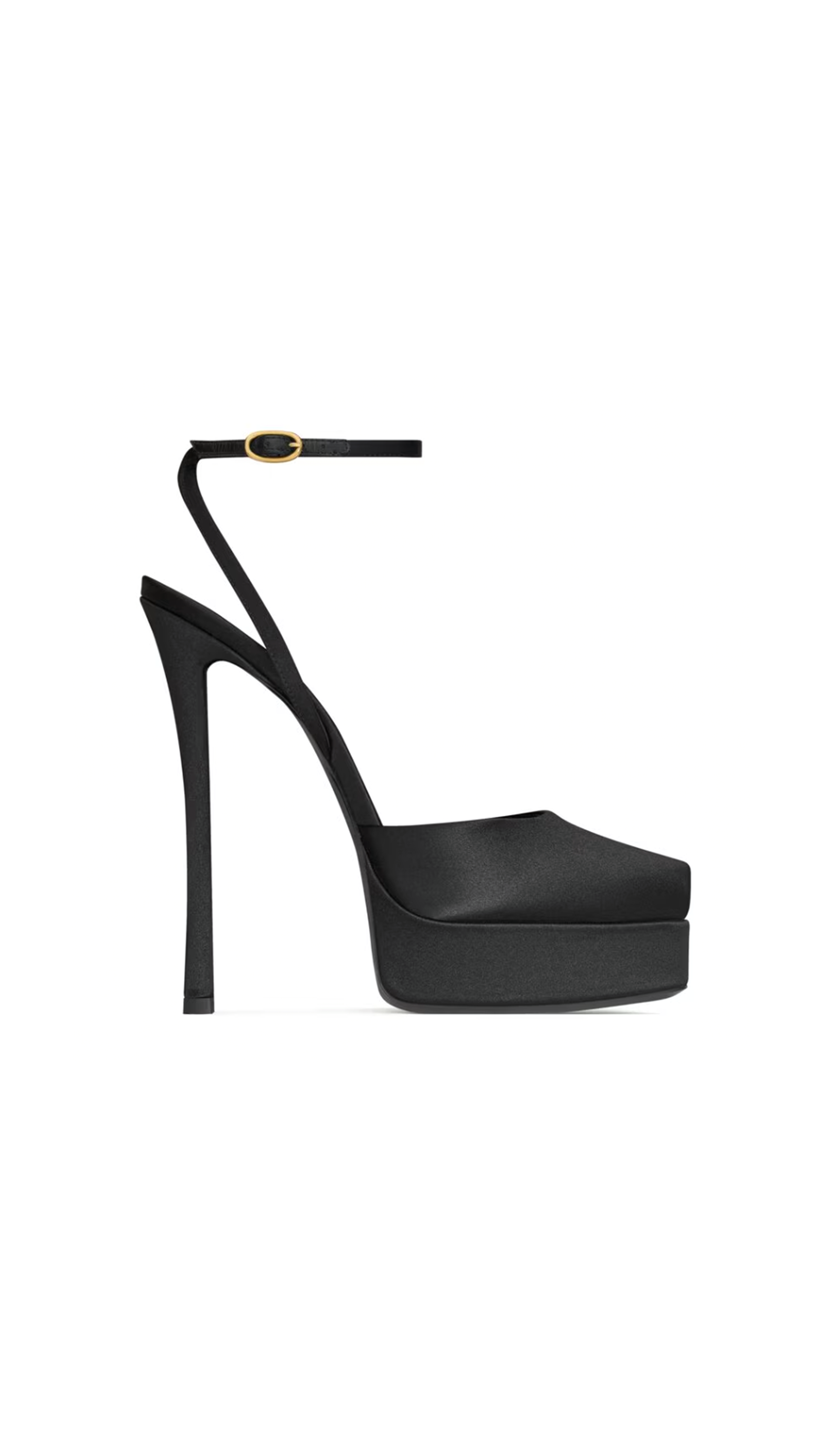 La Scandale Platform Sandals in Satin Crepe - Black