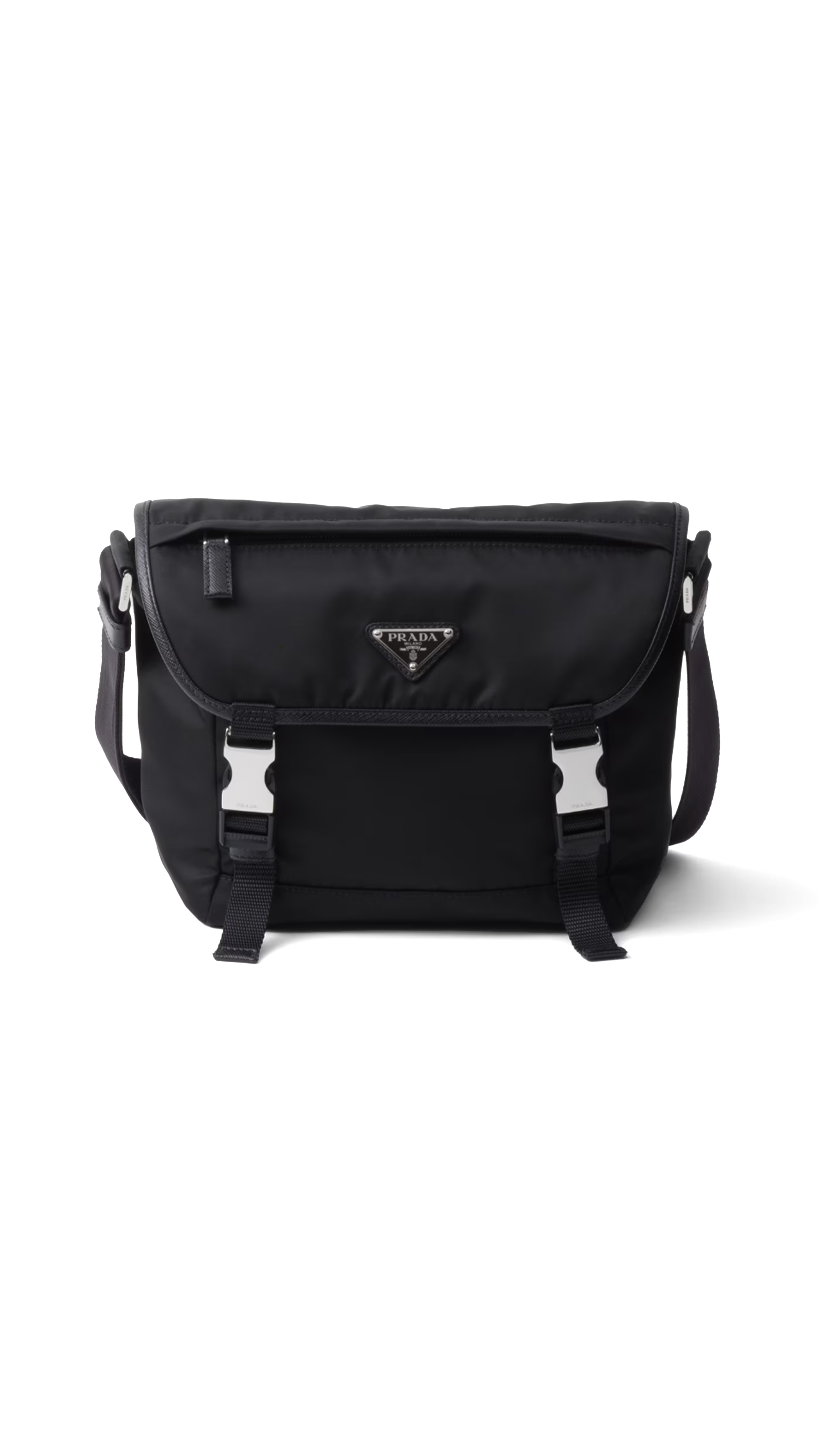 Re-Nylon and Saffiano Leather Shoulder Bag - Black