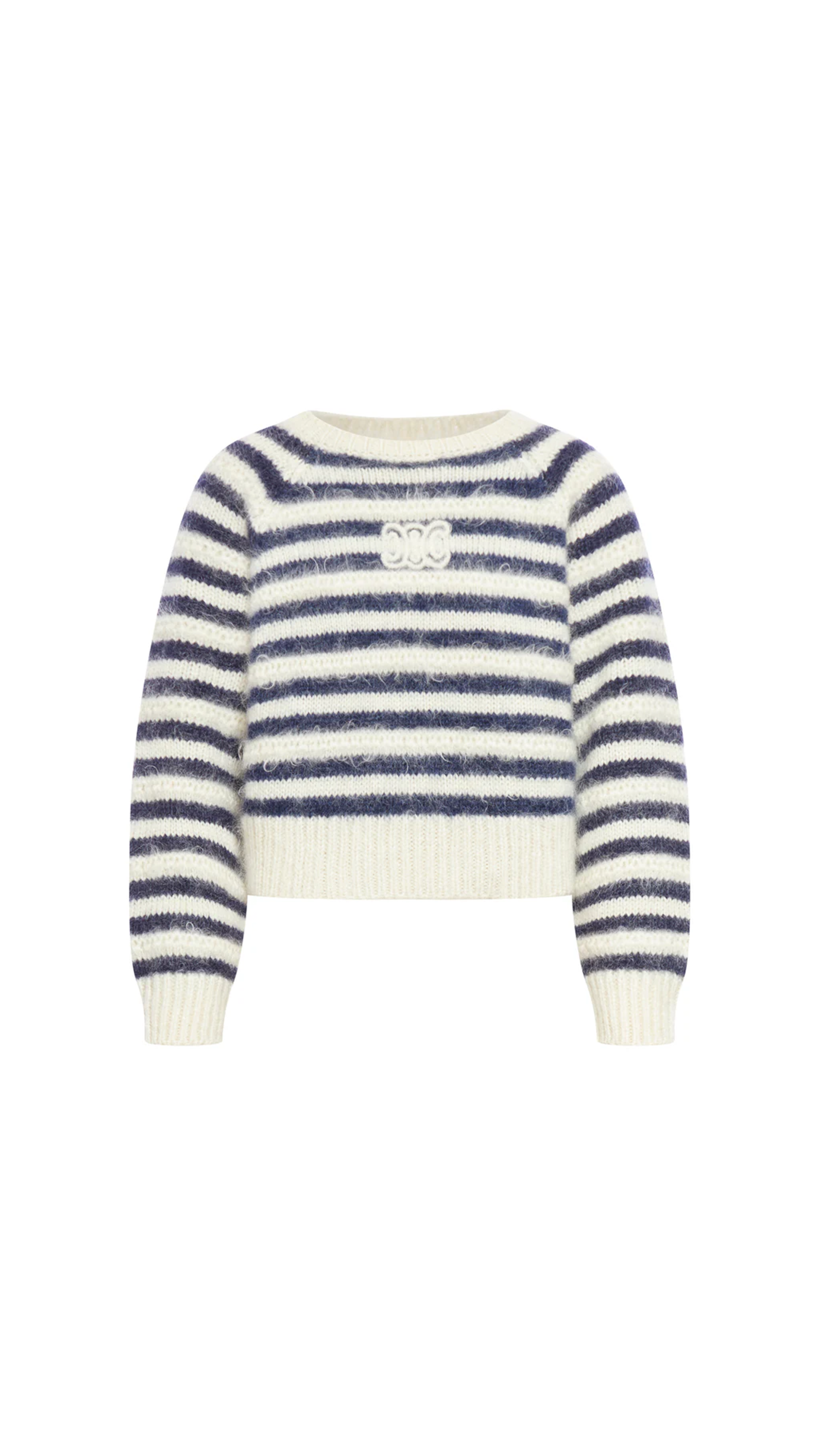 Mohair Triomphe Mohair Cropped Sweater - White/Navy