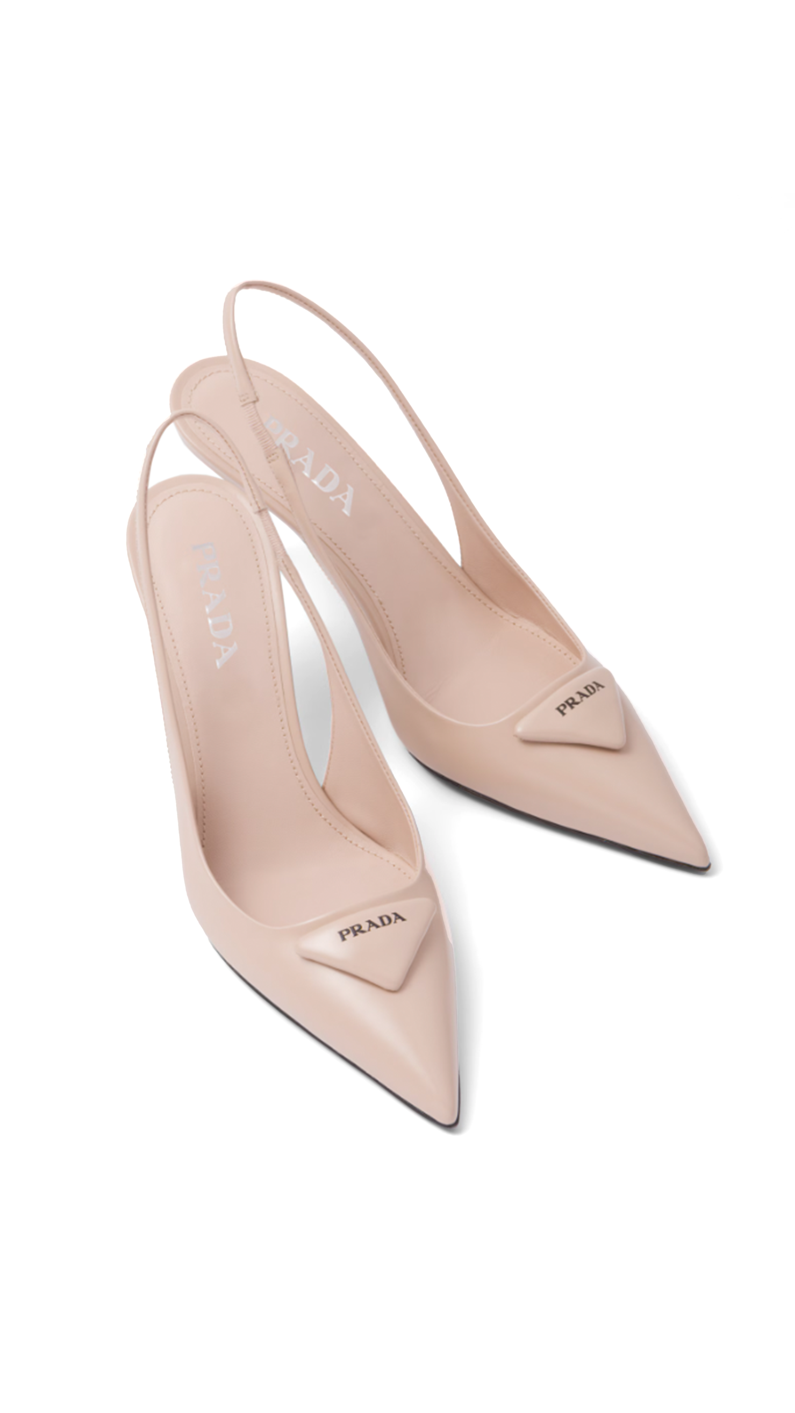 Brushed Leather Slingback Pumps - Powder Pink