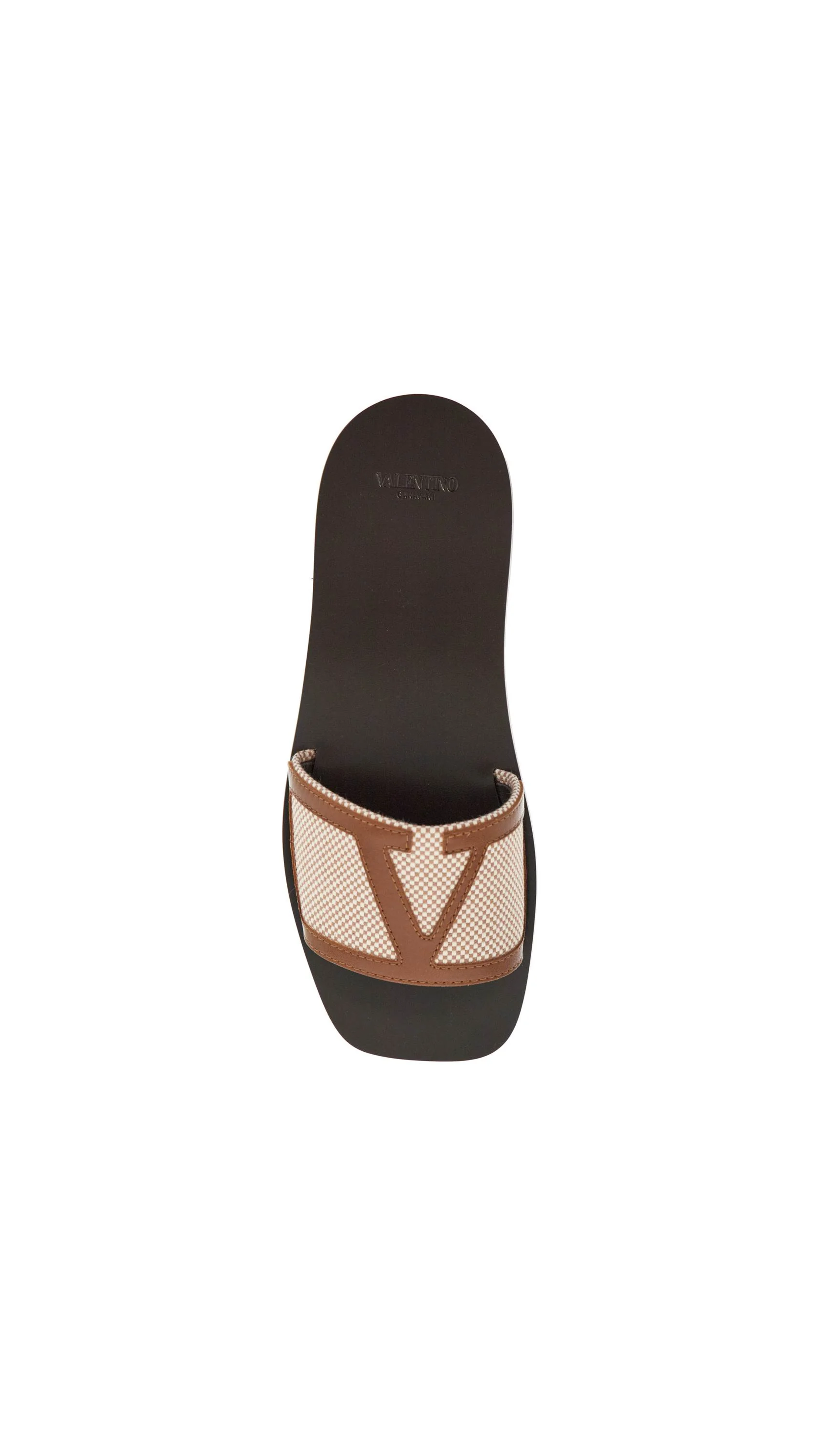 Viva Superstar Slide Sandal in Fabric and Nappa Leather - Roasted Pecan