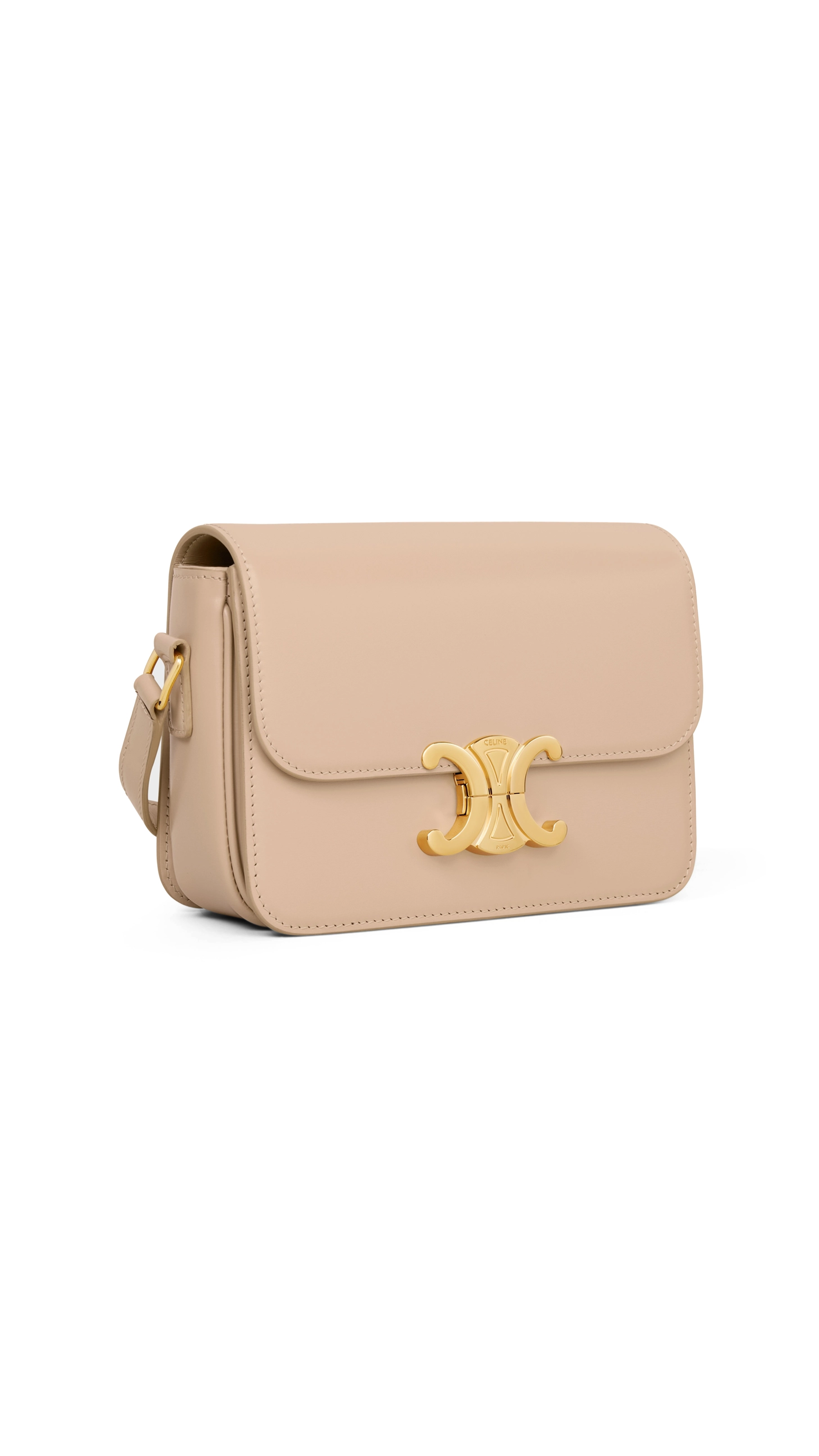 Teen Triomphe Bag in Shiny Calfskin - Oat Beige