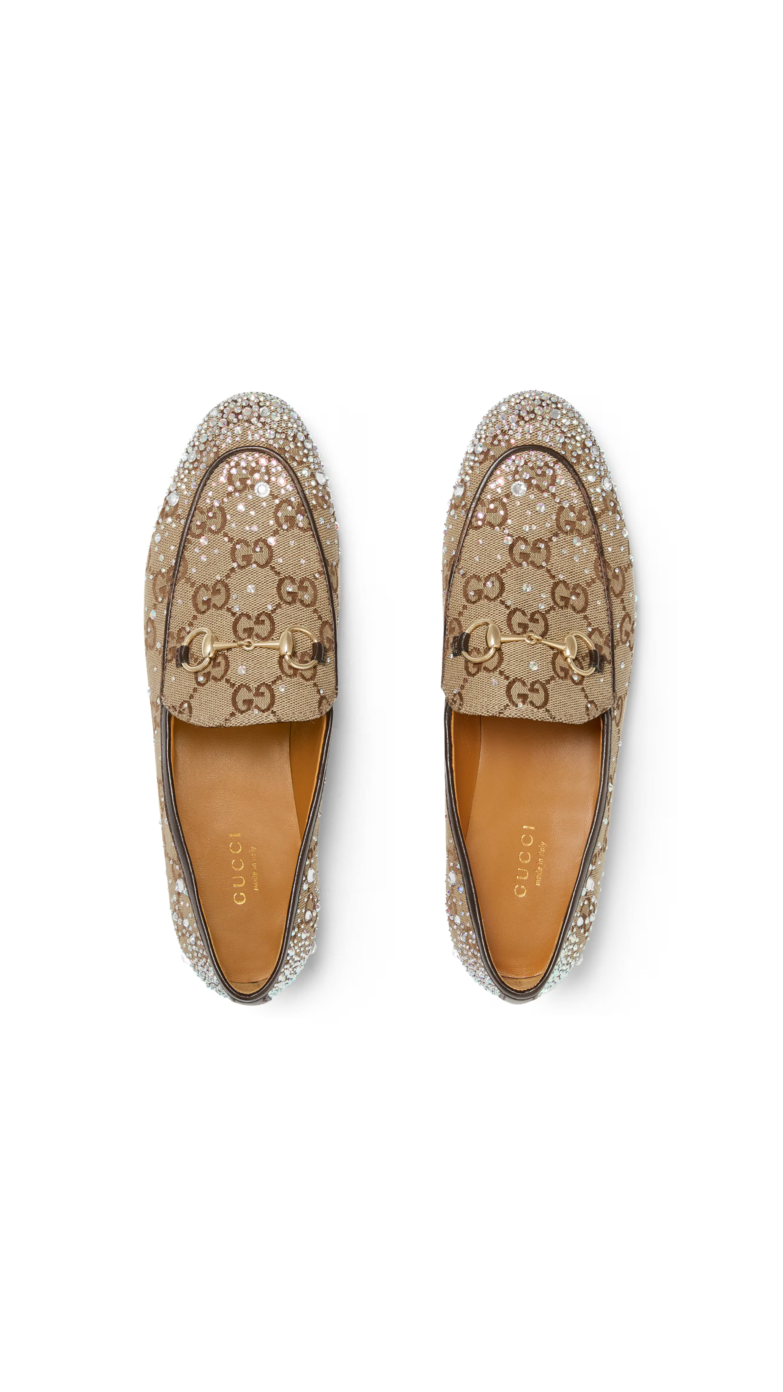 Crystal-Embellishe Jordaan Loafers - Beige/Ebony