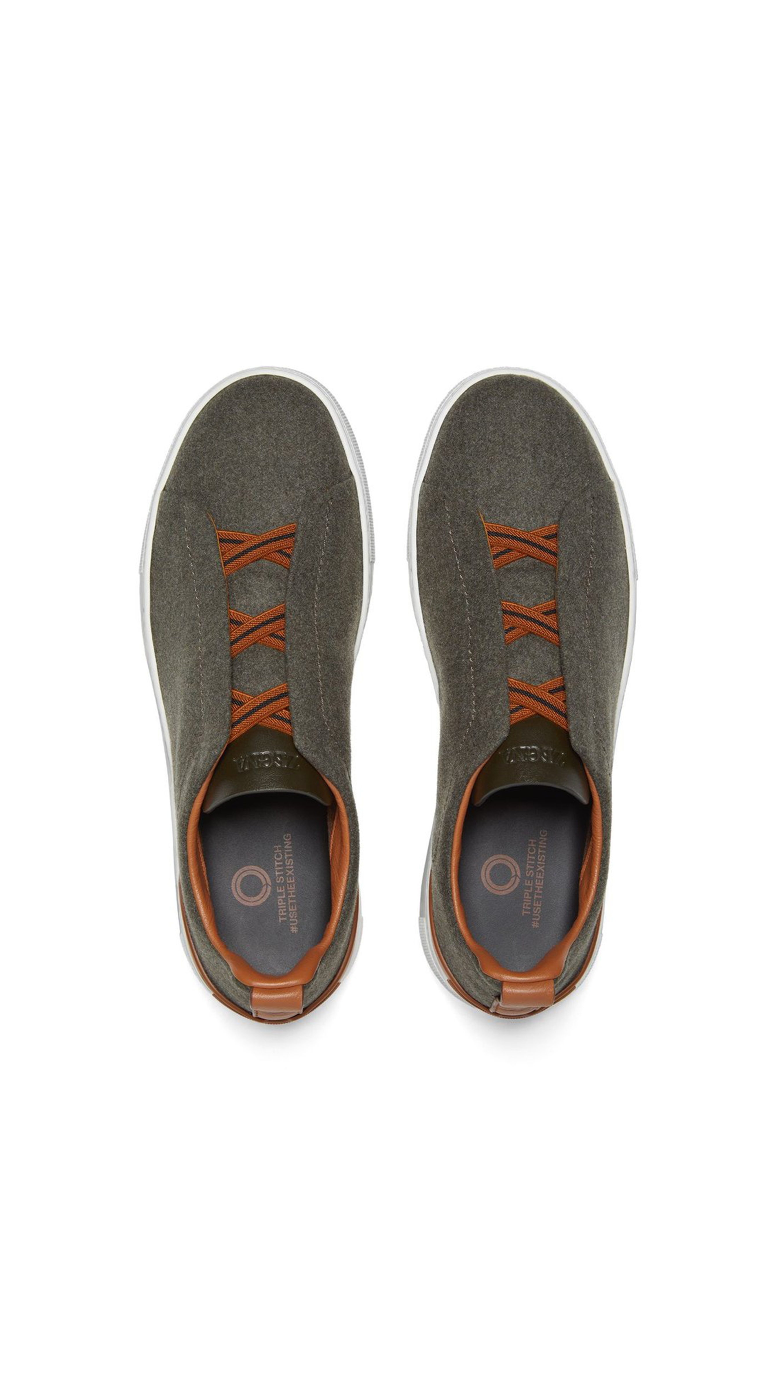 Triple Stitch Slip-On Wool Sneaker - Grey Mélange