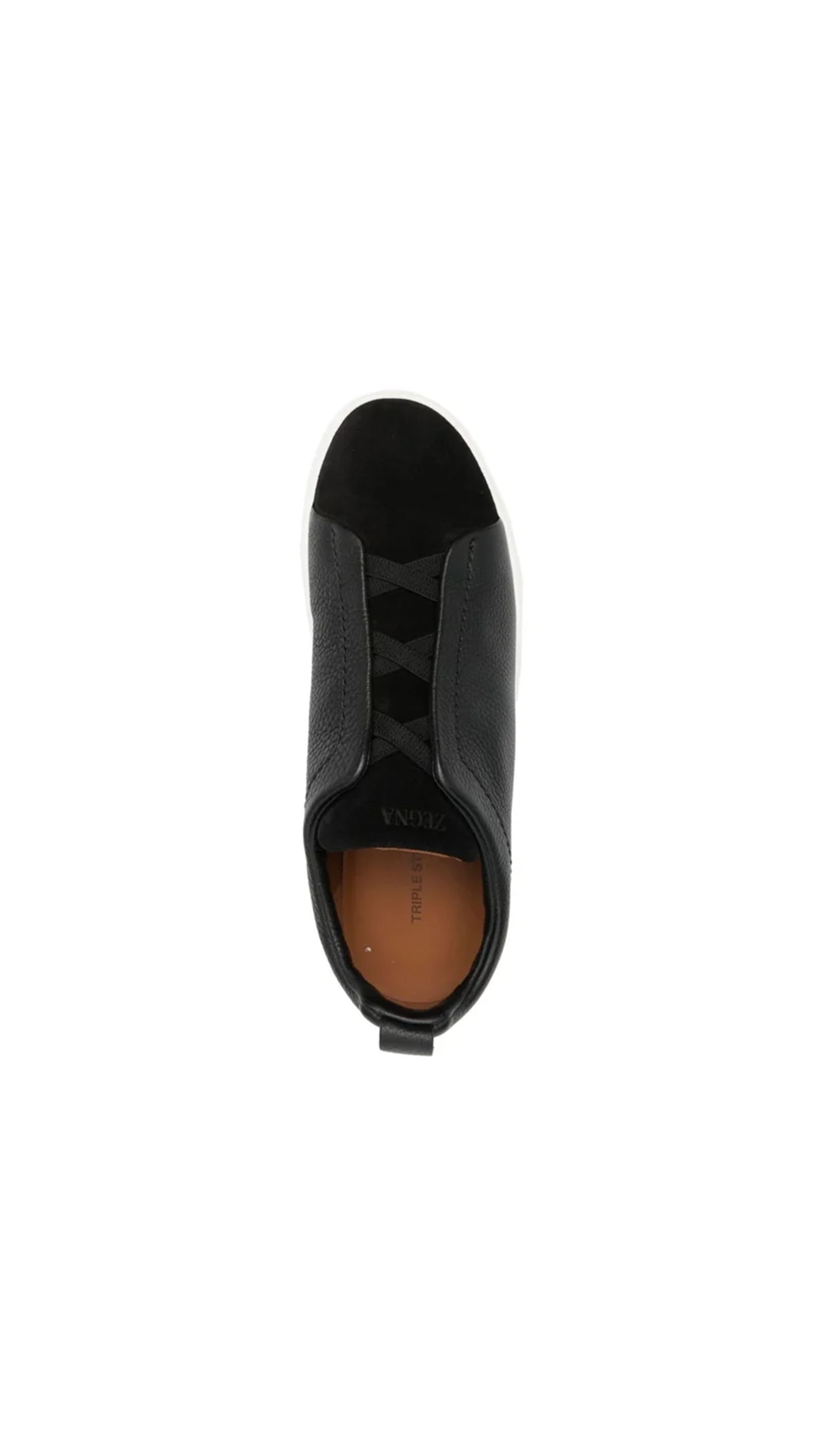 Utility Triple Stitch Sneakers in Mixed Leather - Black