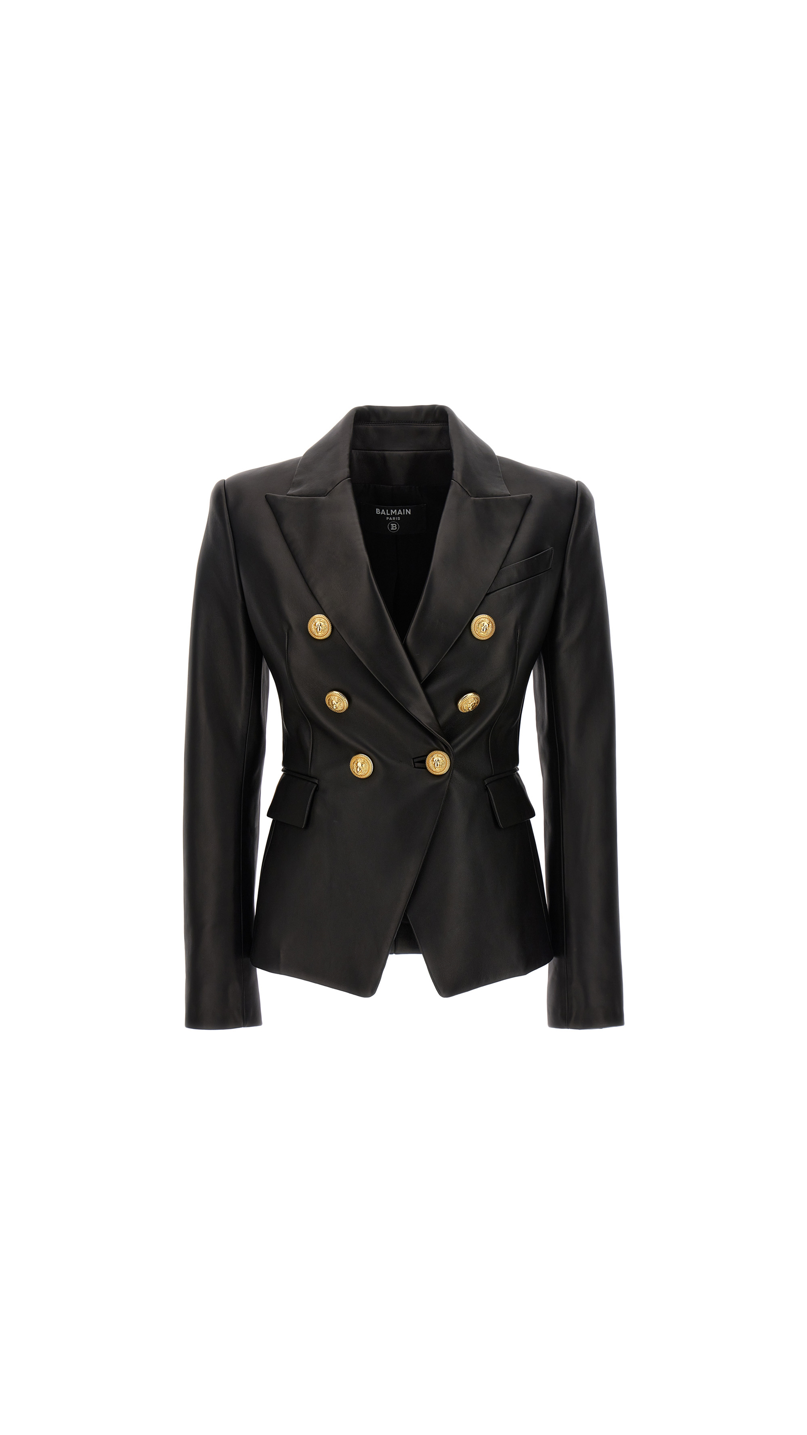 Classic 6-Button Leather Jacket - Black