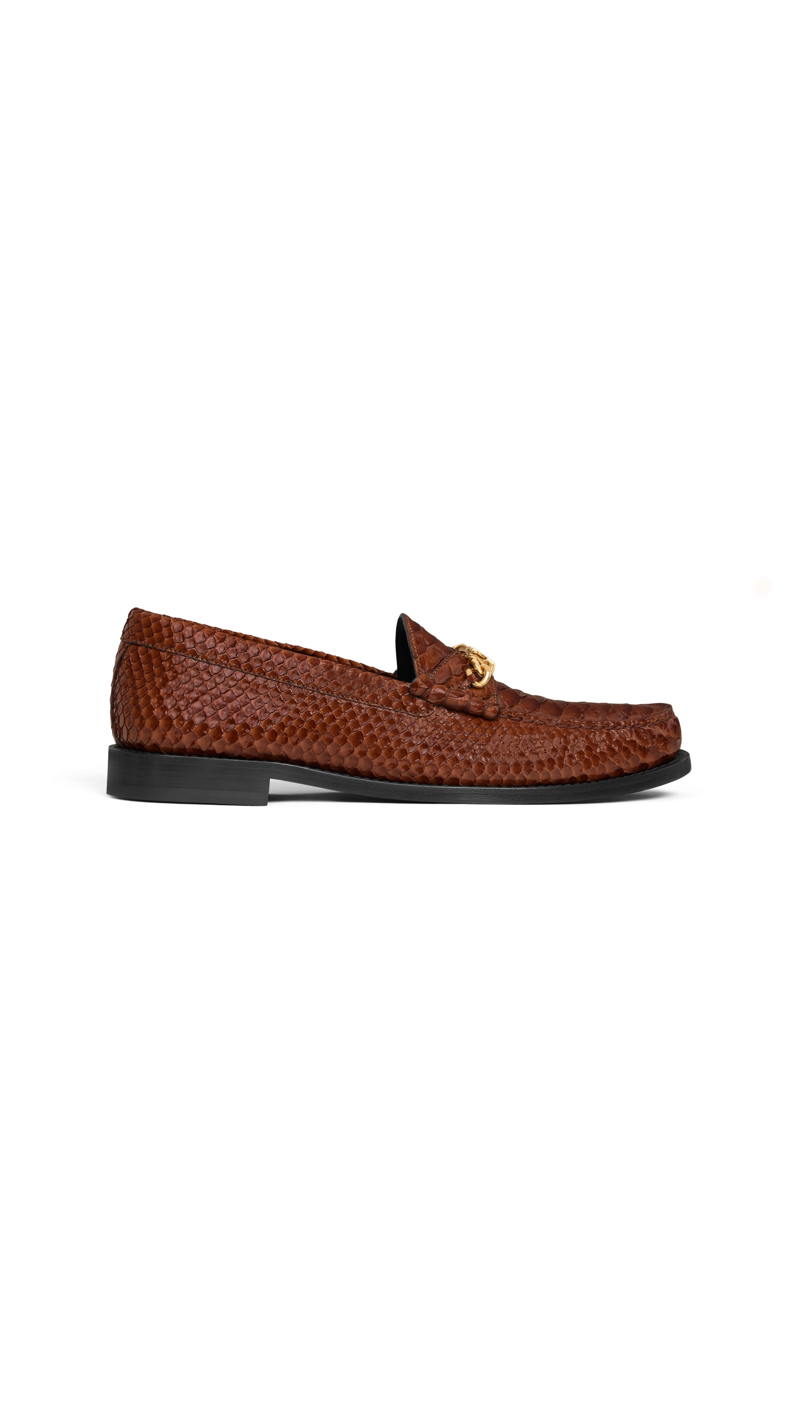 Luco Triomphe Chain Loafer in Patent Python Stamped Clafskin - Teck