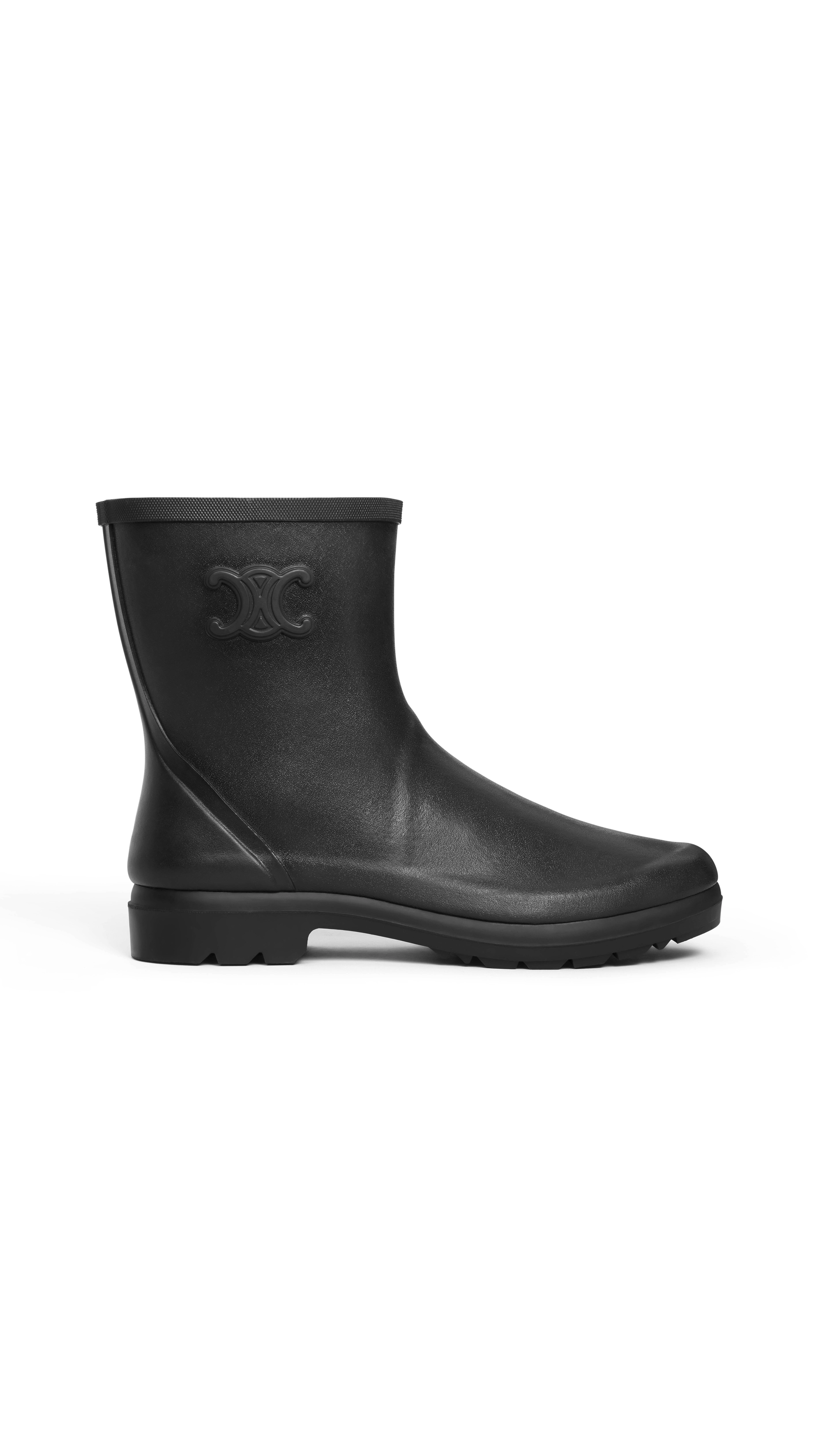 Mid Rain Boots in Natural Rubber - Black