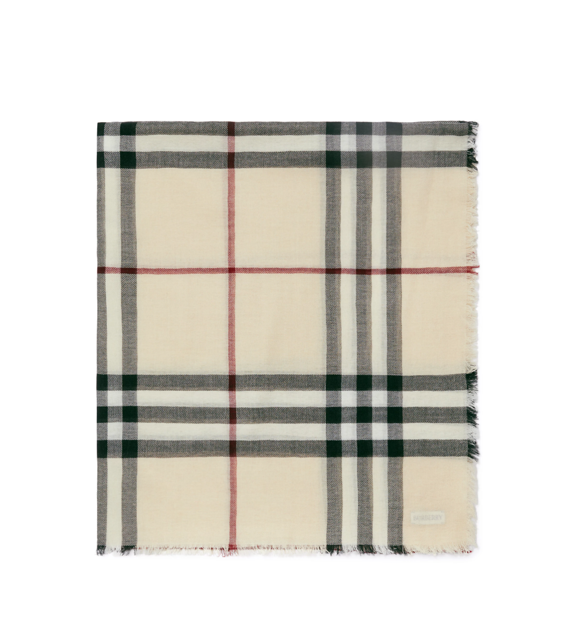 Wide Check Wool Scarf