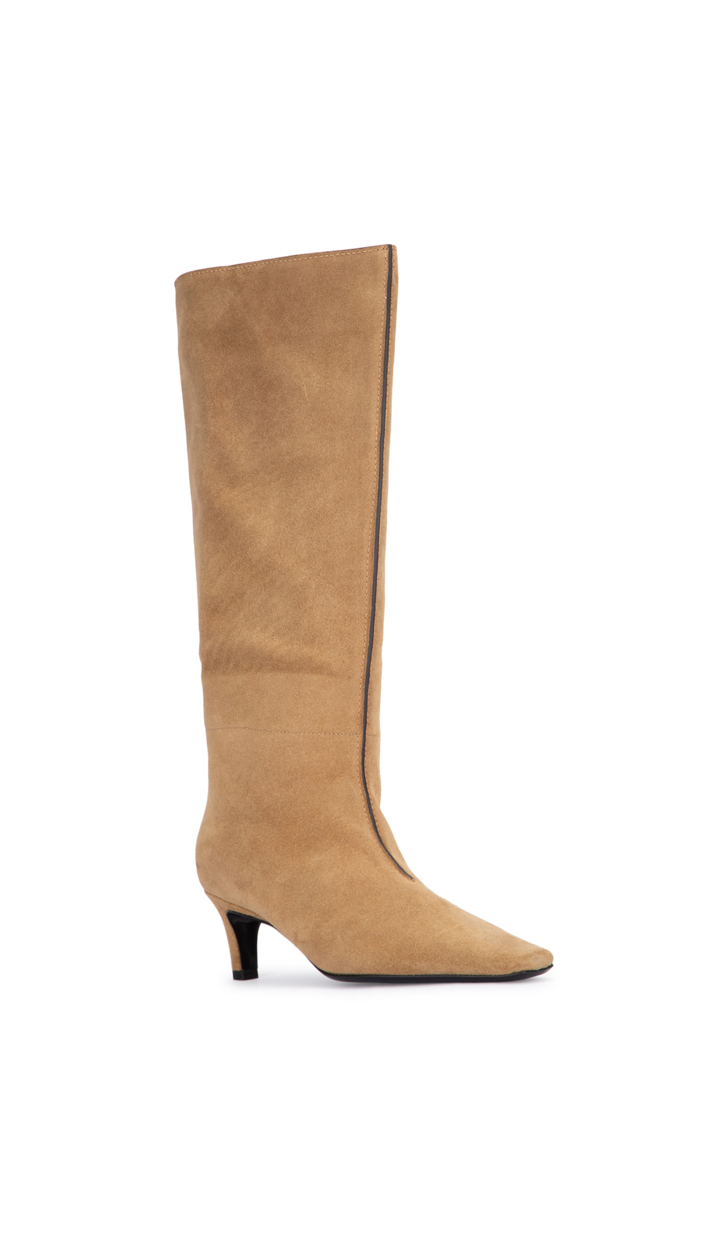 Suede Wide Shaft Boots - Caramel