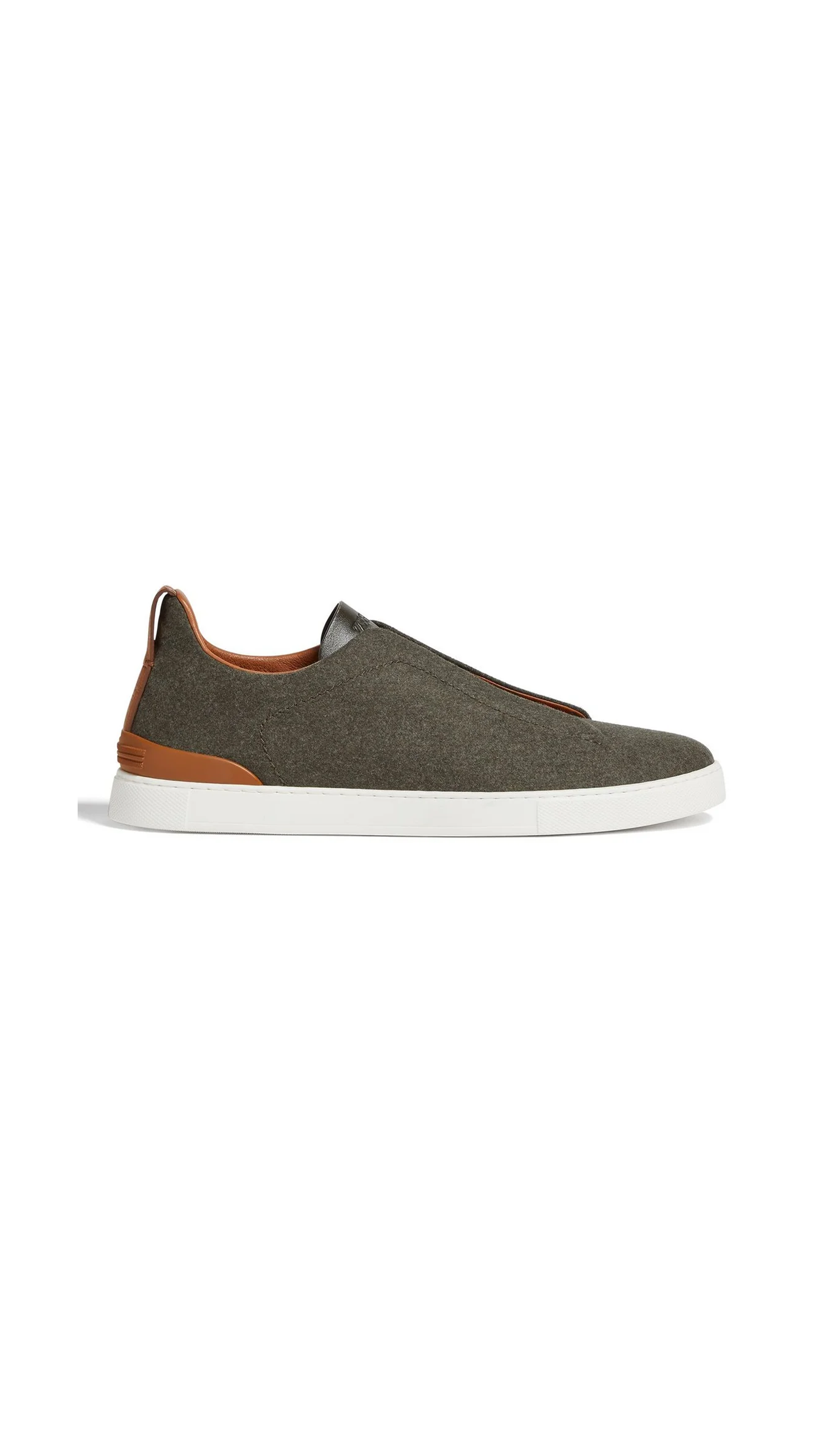 Triple Stitch Slip-On Wool Sneaker - Grey Mélange