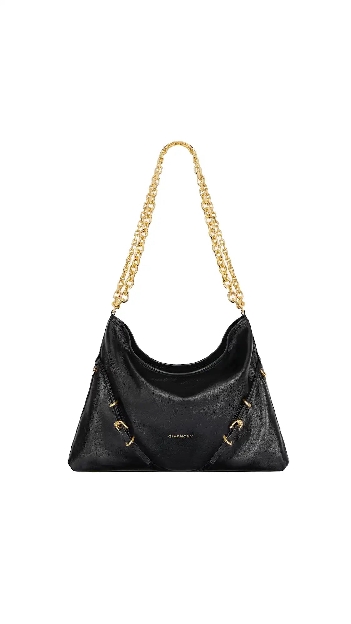 Medium Voyou Chain Bag In Laminated Leather - Black