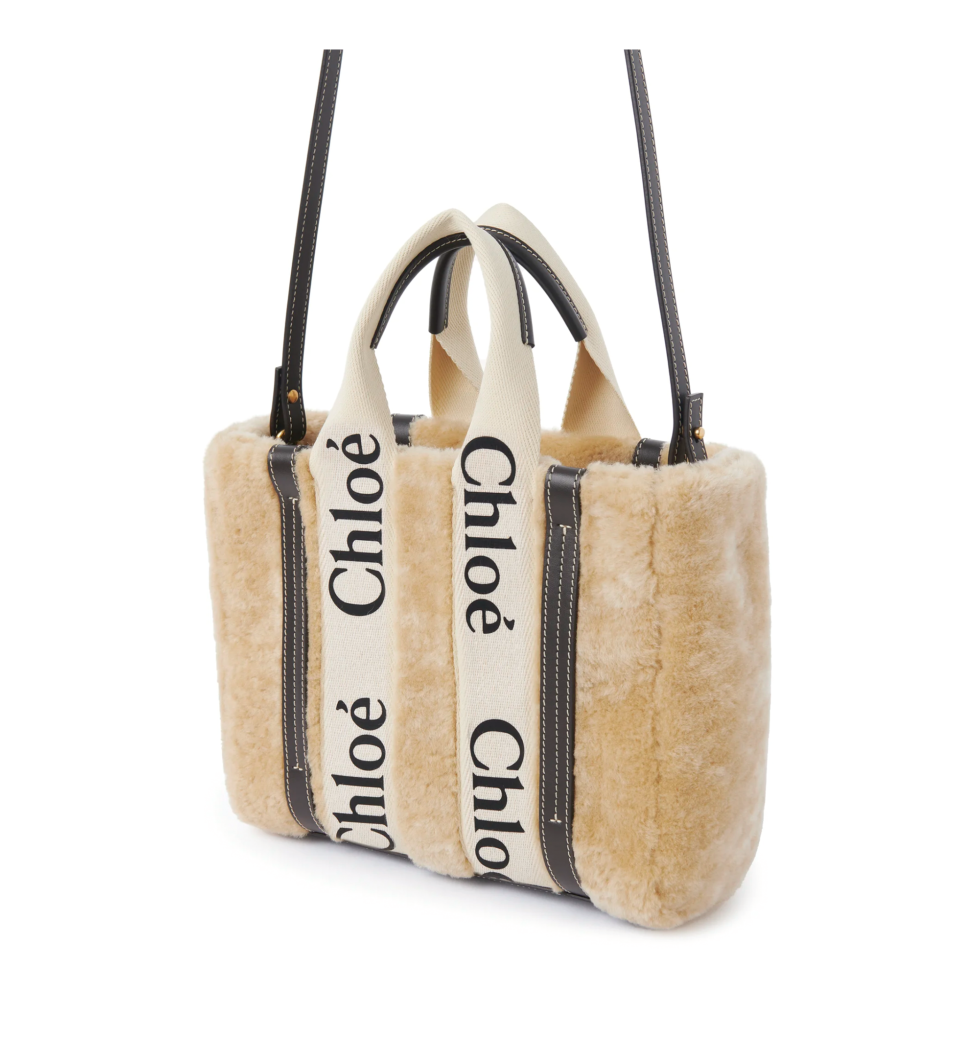 Small Woody Tote Bag in Shearling