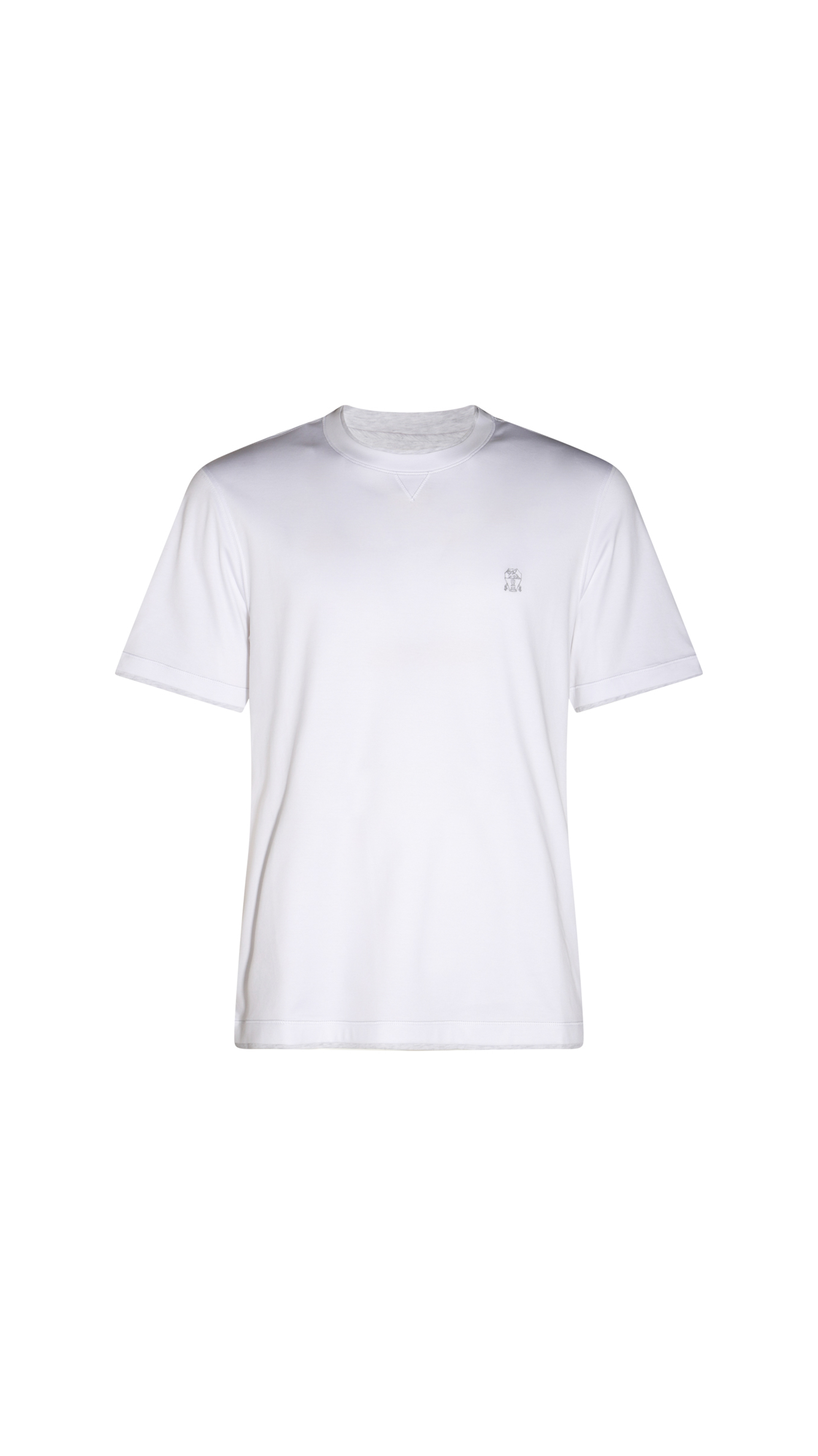 Layered Cotton Jersey Crew Neck T-shirt with Logo - White