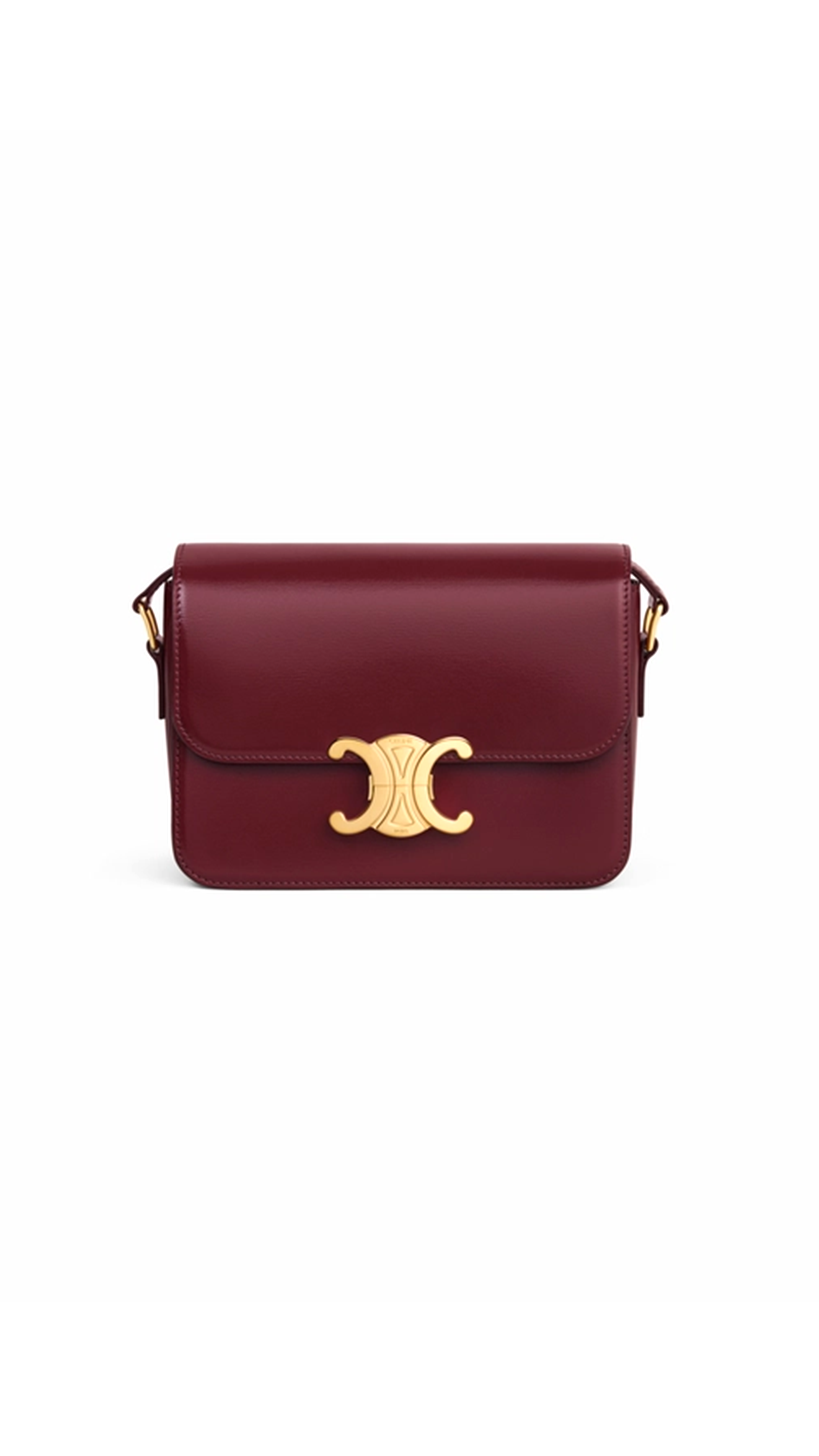 Teen Triomphe Bag in Shiny Calfskin - Light Burgundy