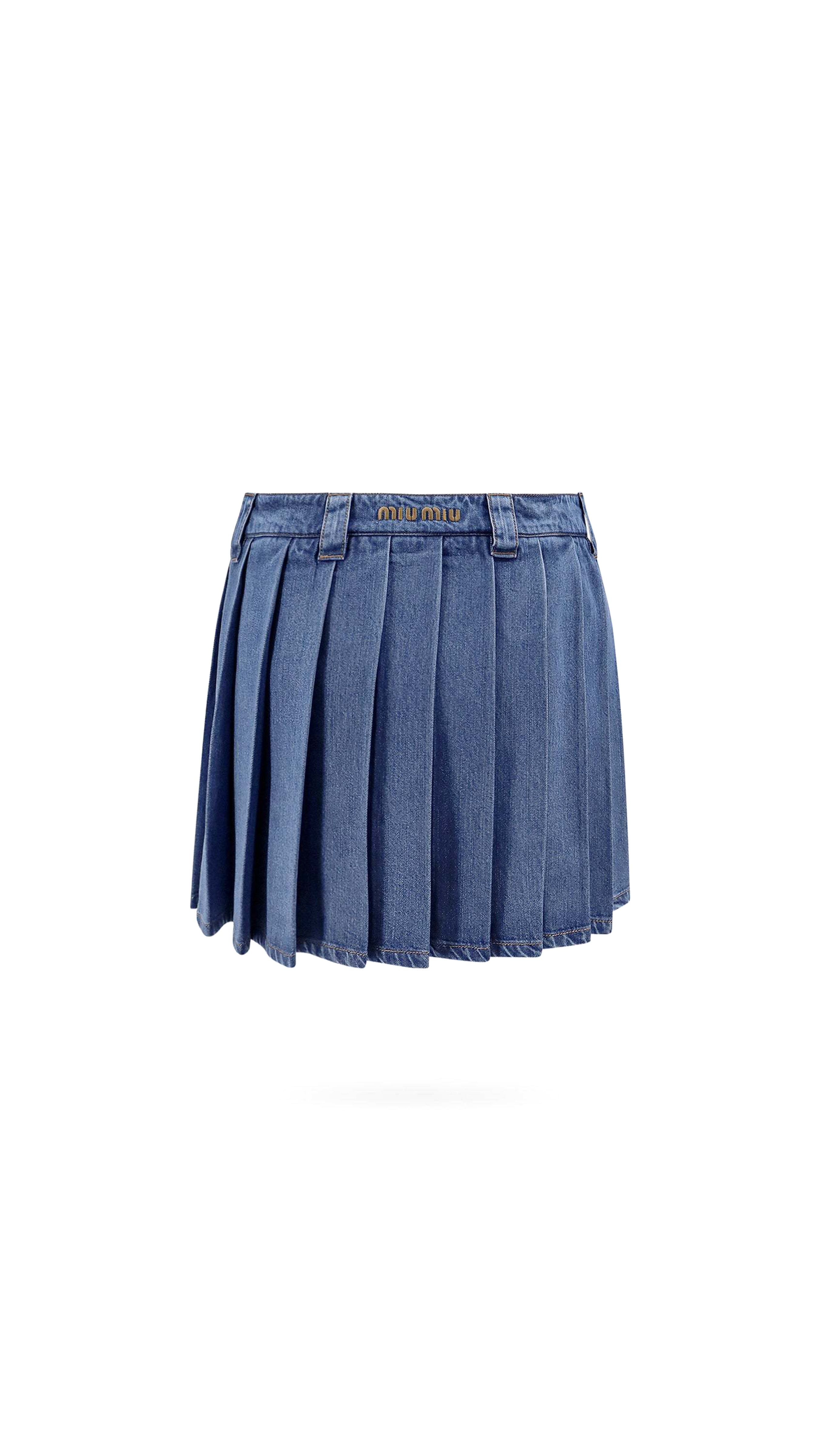 Pleated Chambray Skirt - Sapphire Blue