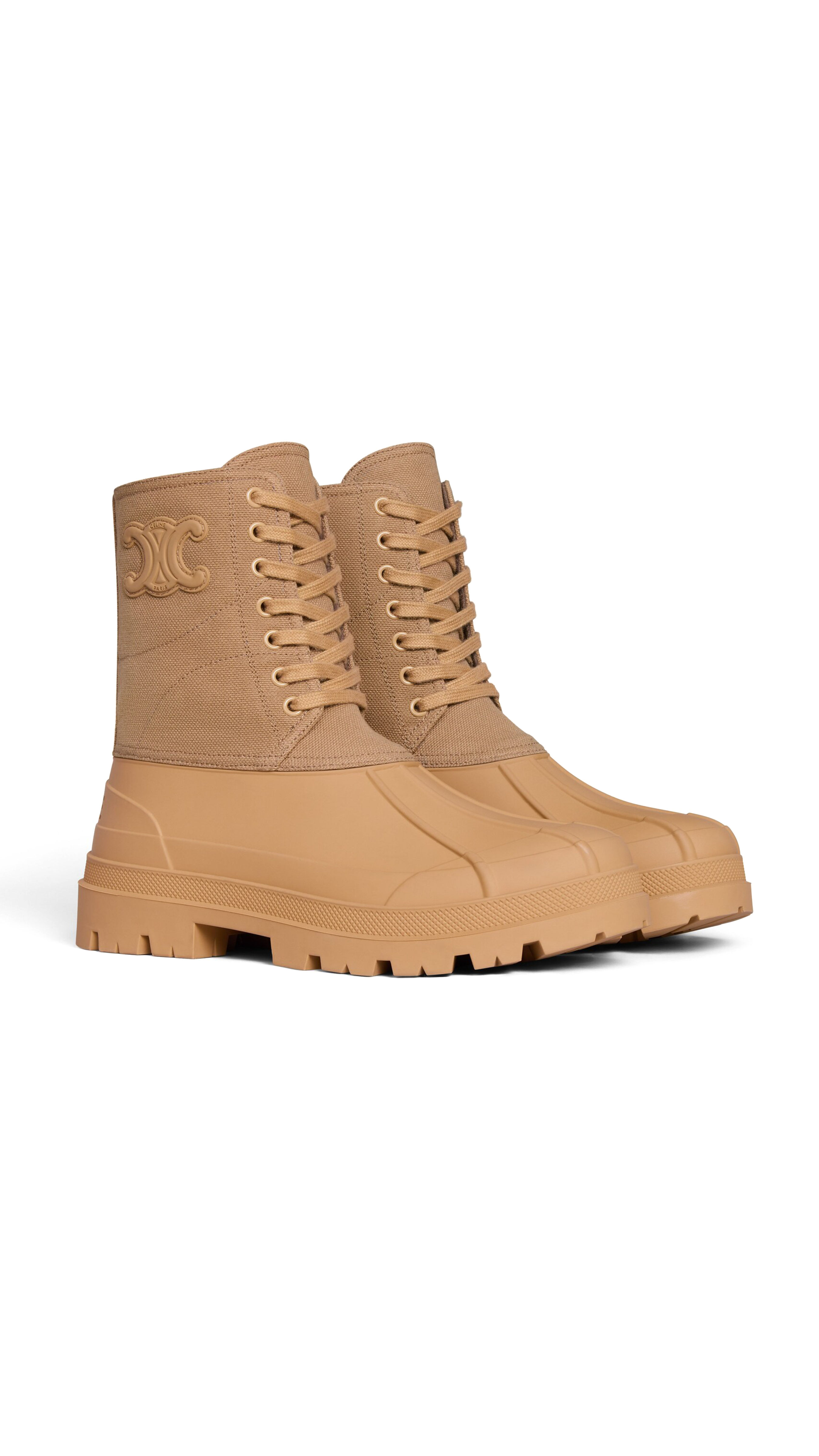 Riley Lace-Up Boot in Canvas - Caramel