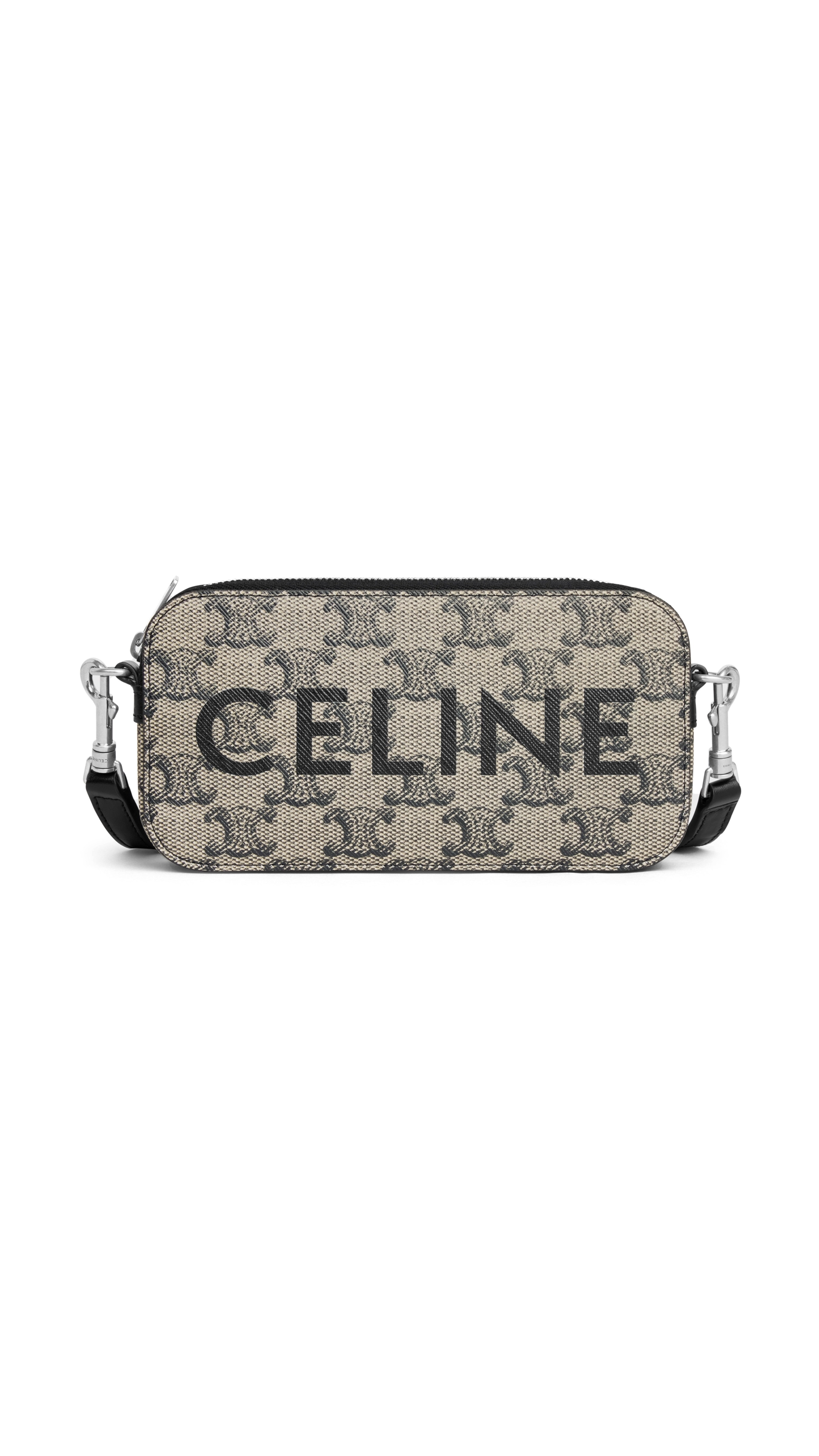 Horizontal Pouch in Triomphe Canvas with Celine Print - Beige/Black