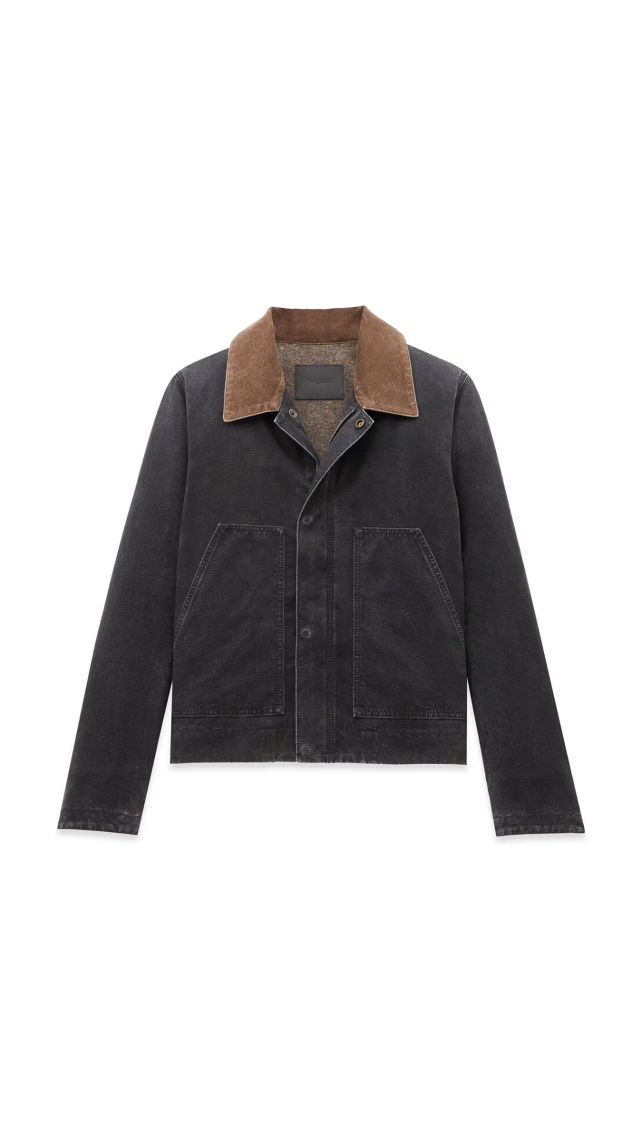 Work Jacket in Cotton Canvas and Corduroy - Black