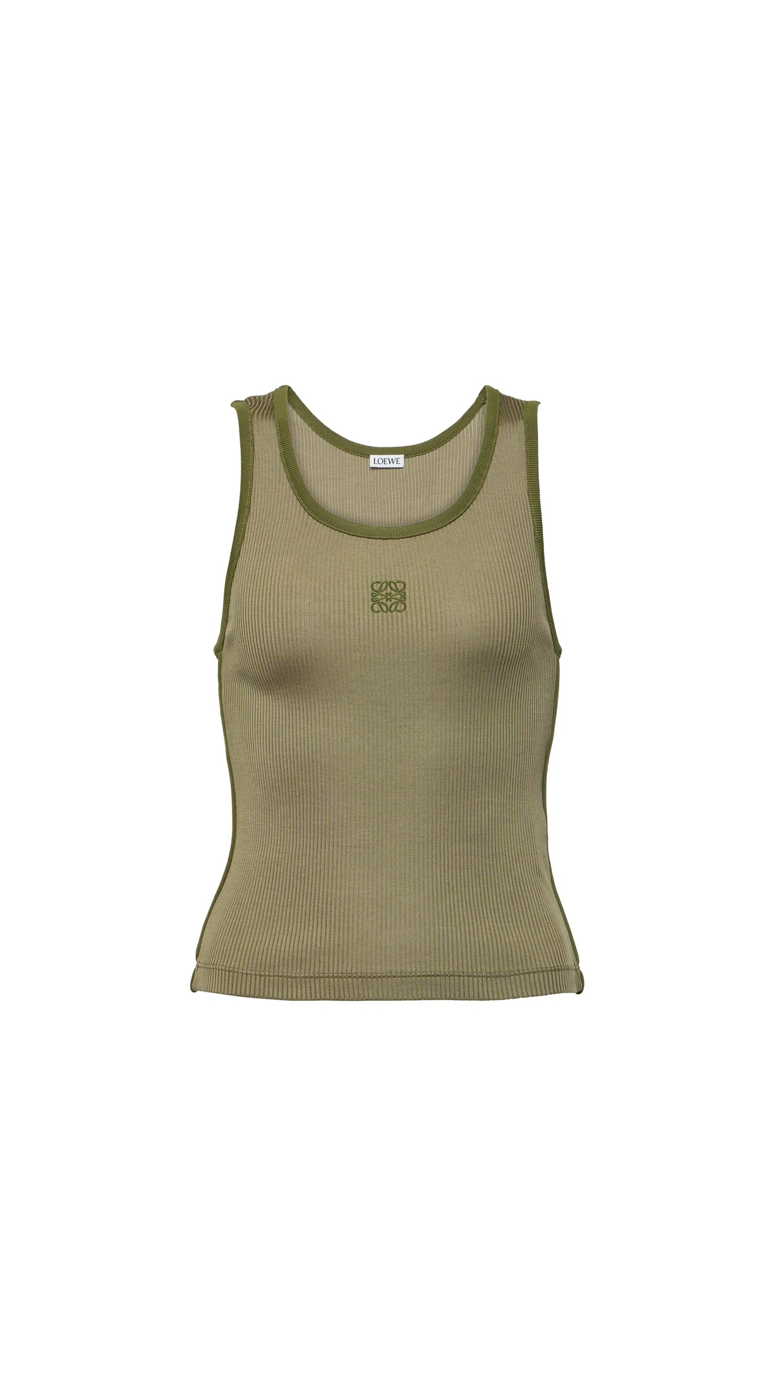 Anagram Tank Top in Silk - Khaki Green