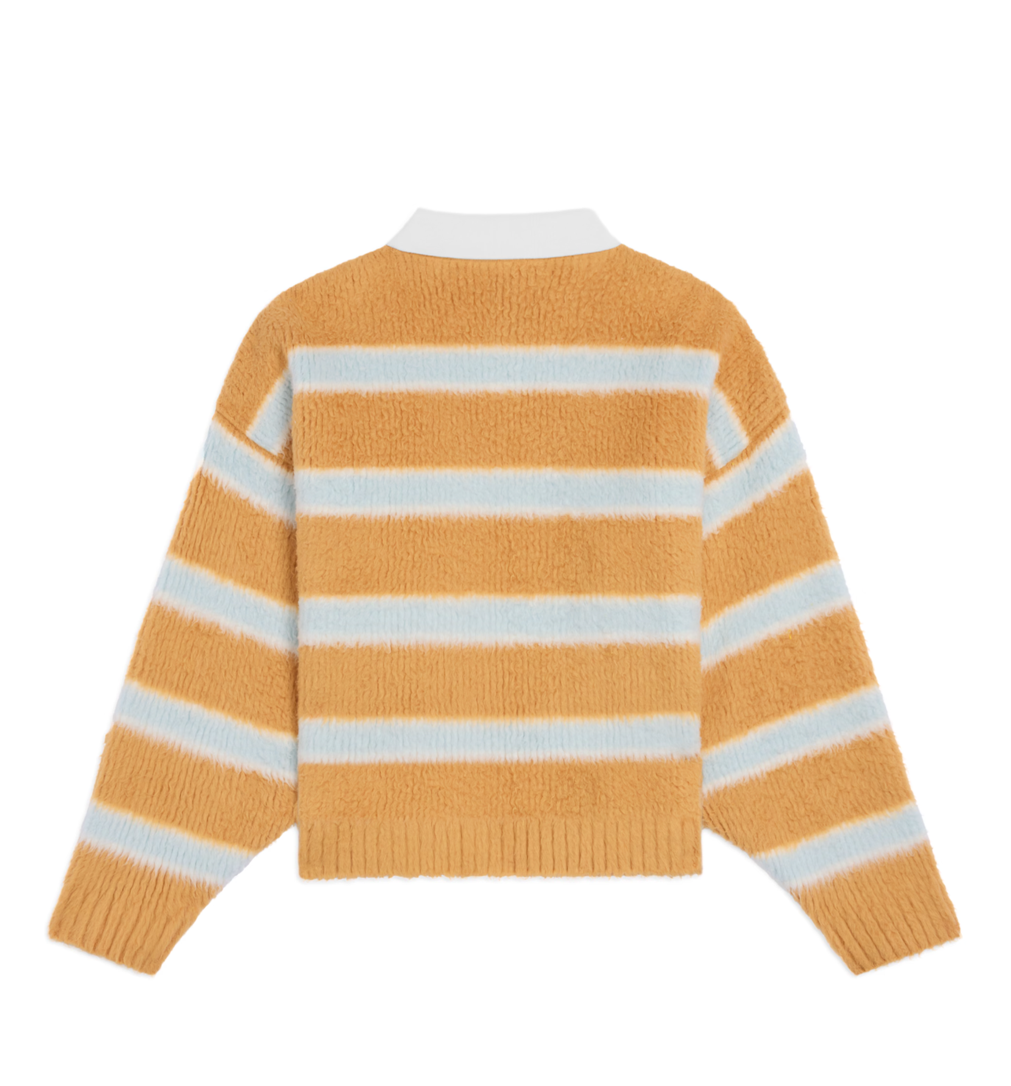 Polo Sweater in Brushed Striped Cotton