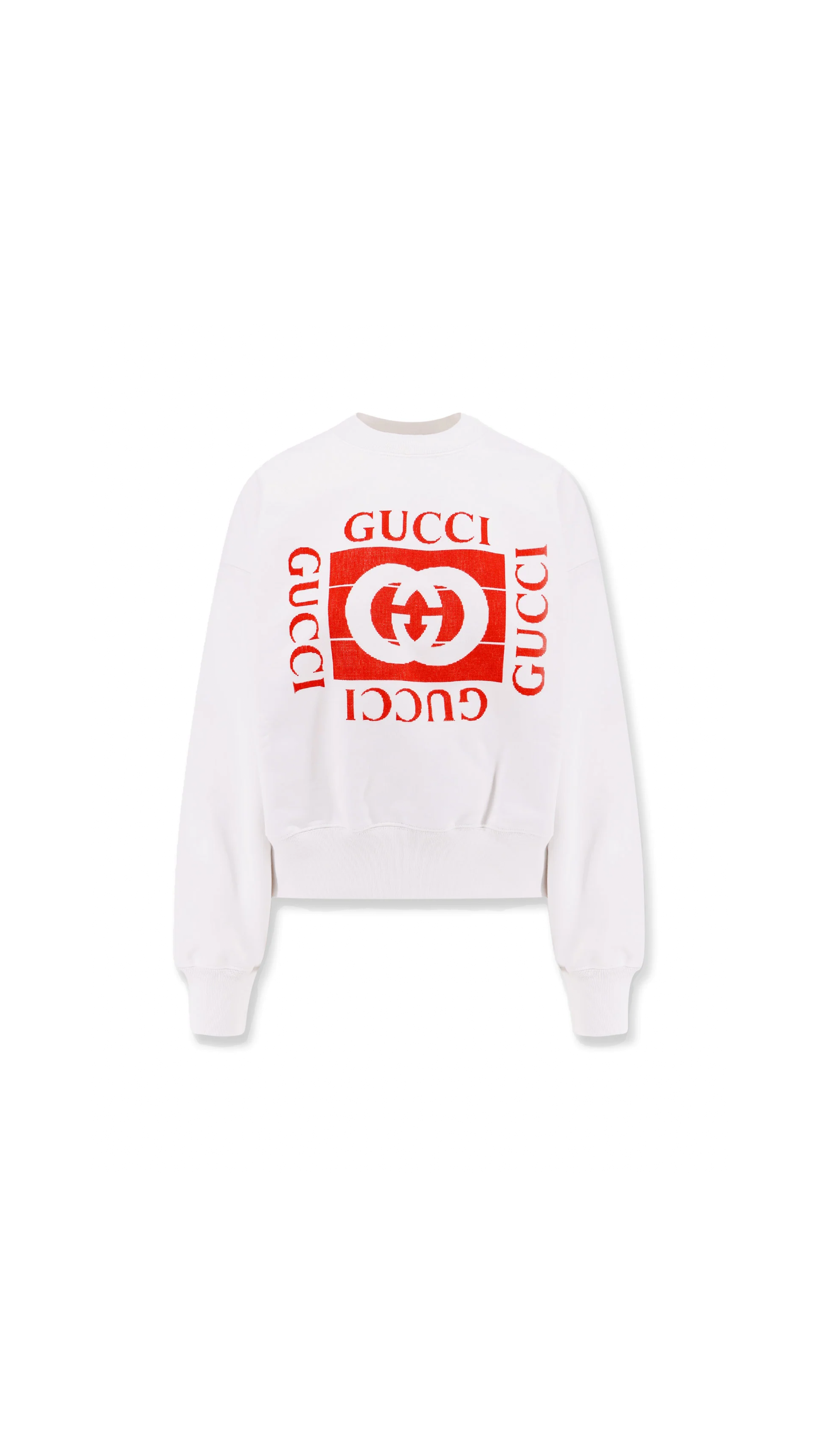 Printed Cotton Jersey Sweatshirt - White/Red