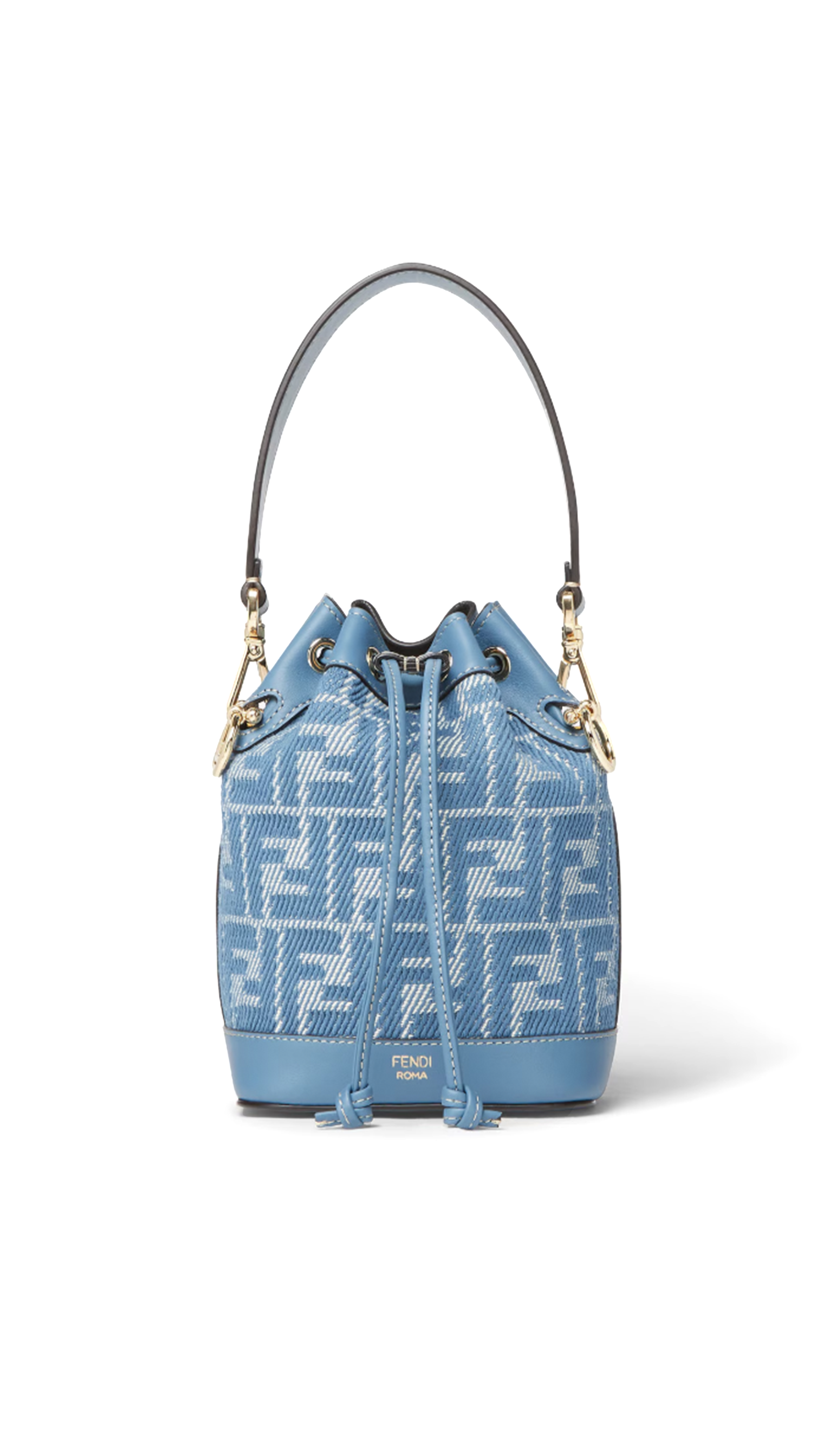 Mon Trésor FF Jacquard Canvas Bucket Bag - Denim