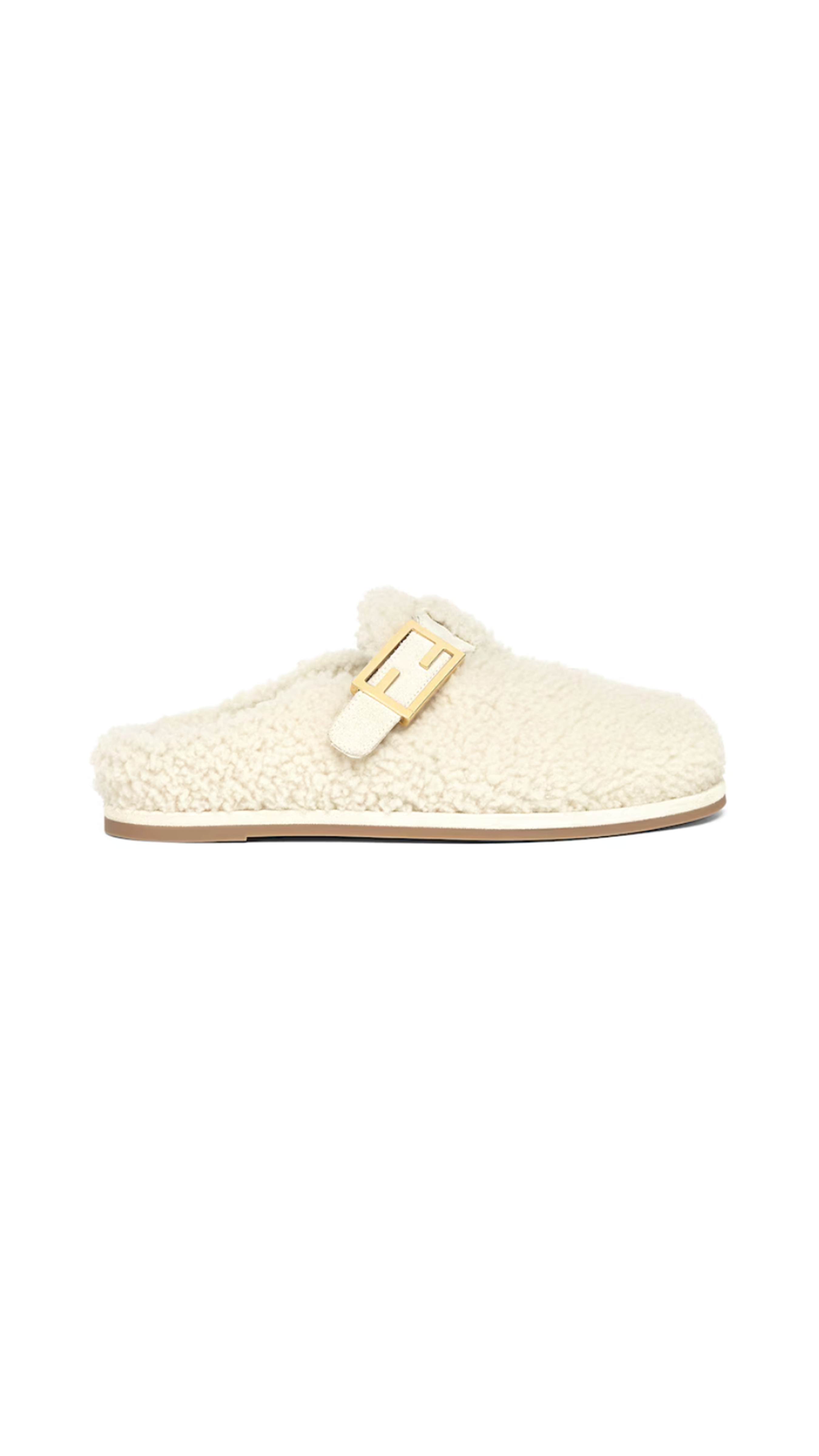 Fendi Feel Sheepskin Sabot - Off White