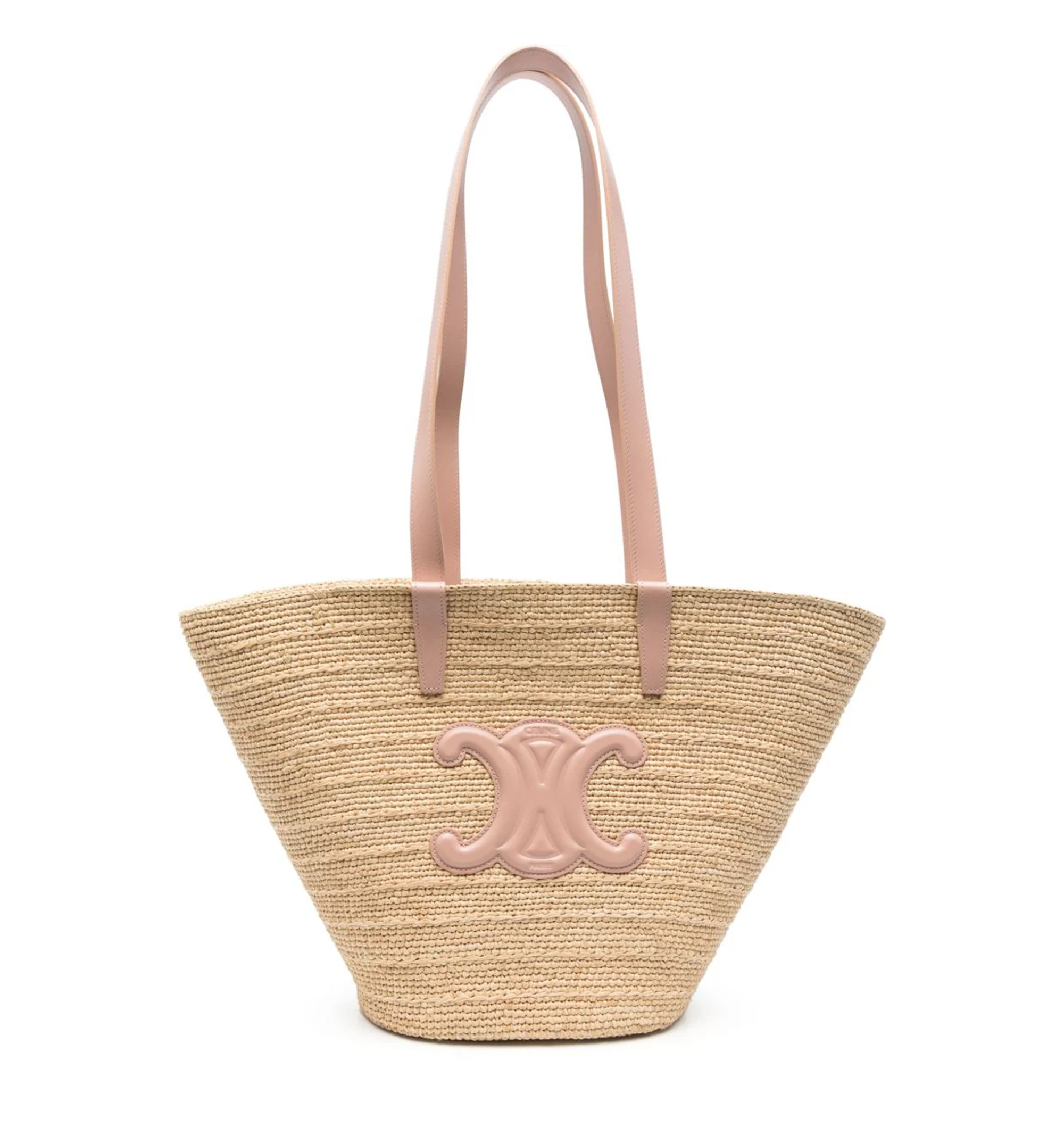 Medium Supple Celine Classic Panier in Raffia and calfskin