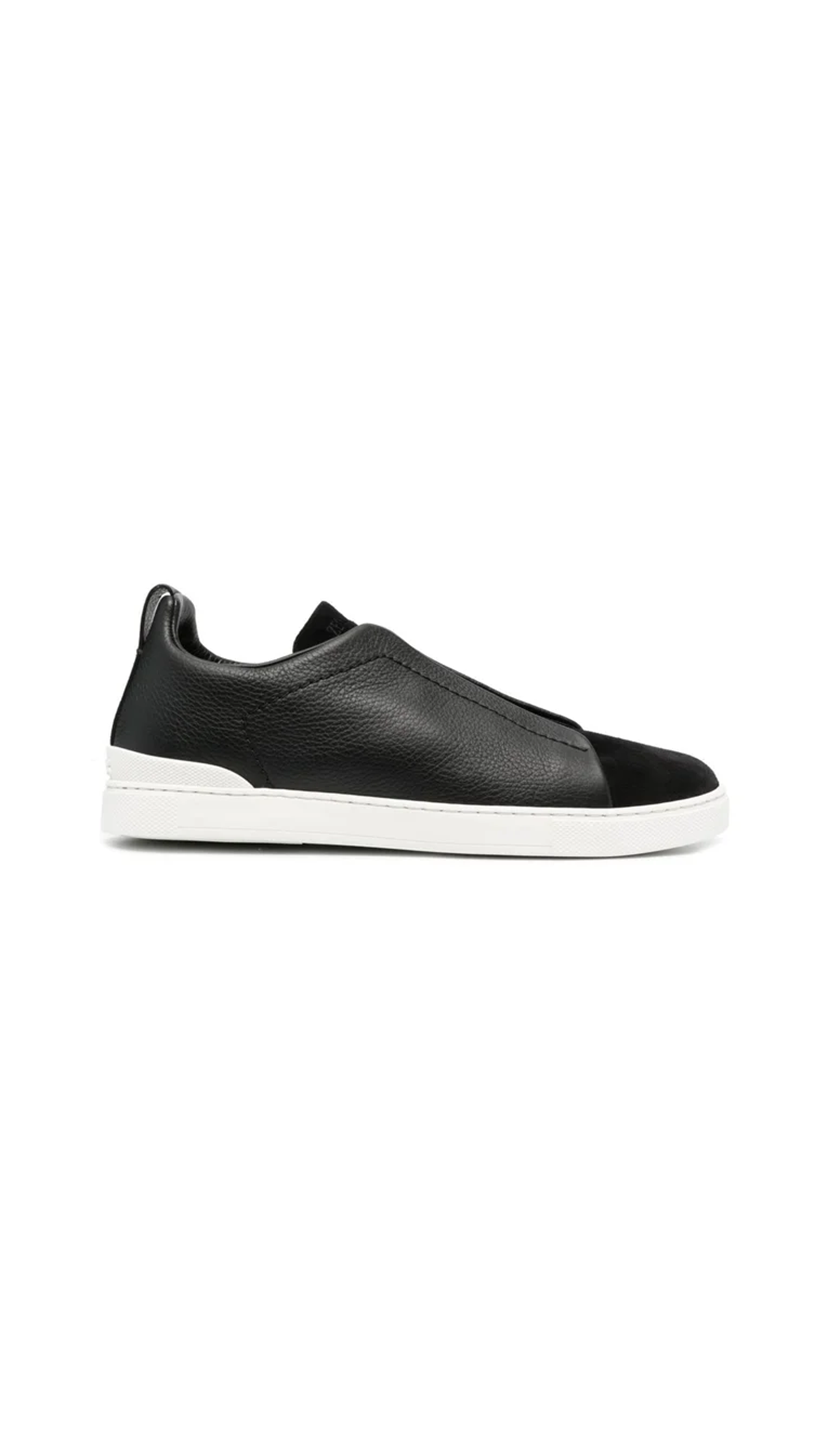 Utility Triple Stitch Sneakers in Mixed Leather - Black