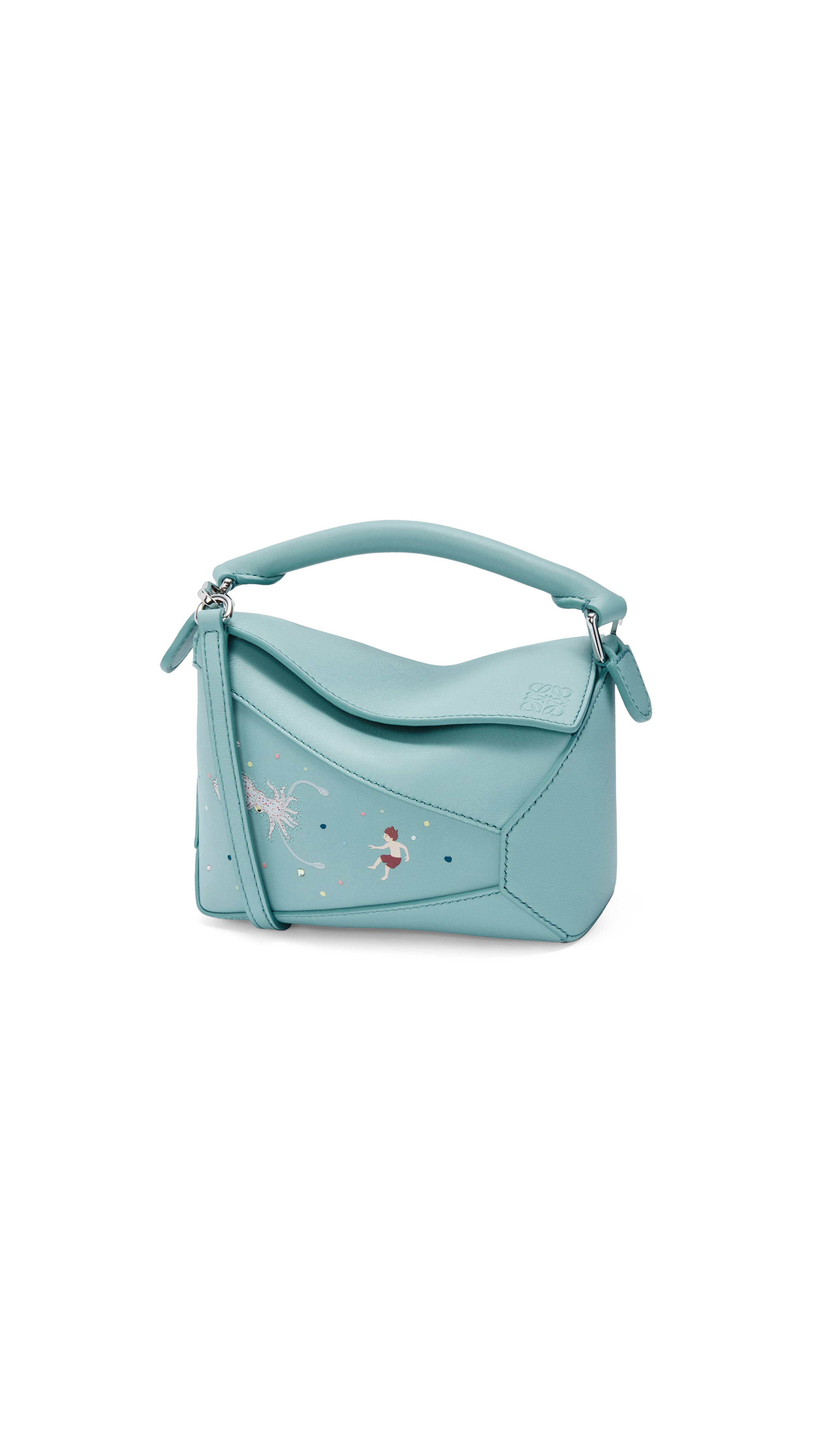 Squid Mini Puzzle Bag in Nappa Calfskin - Water