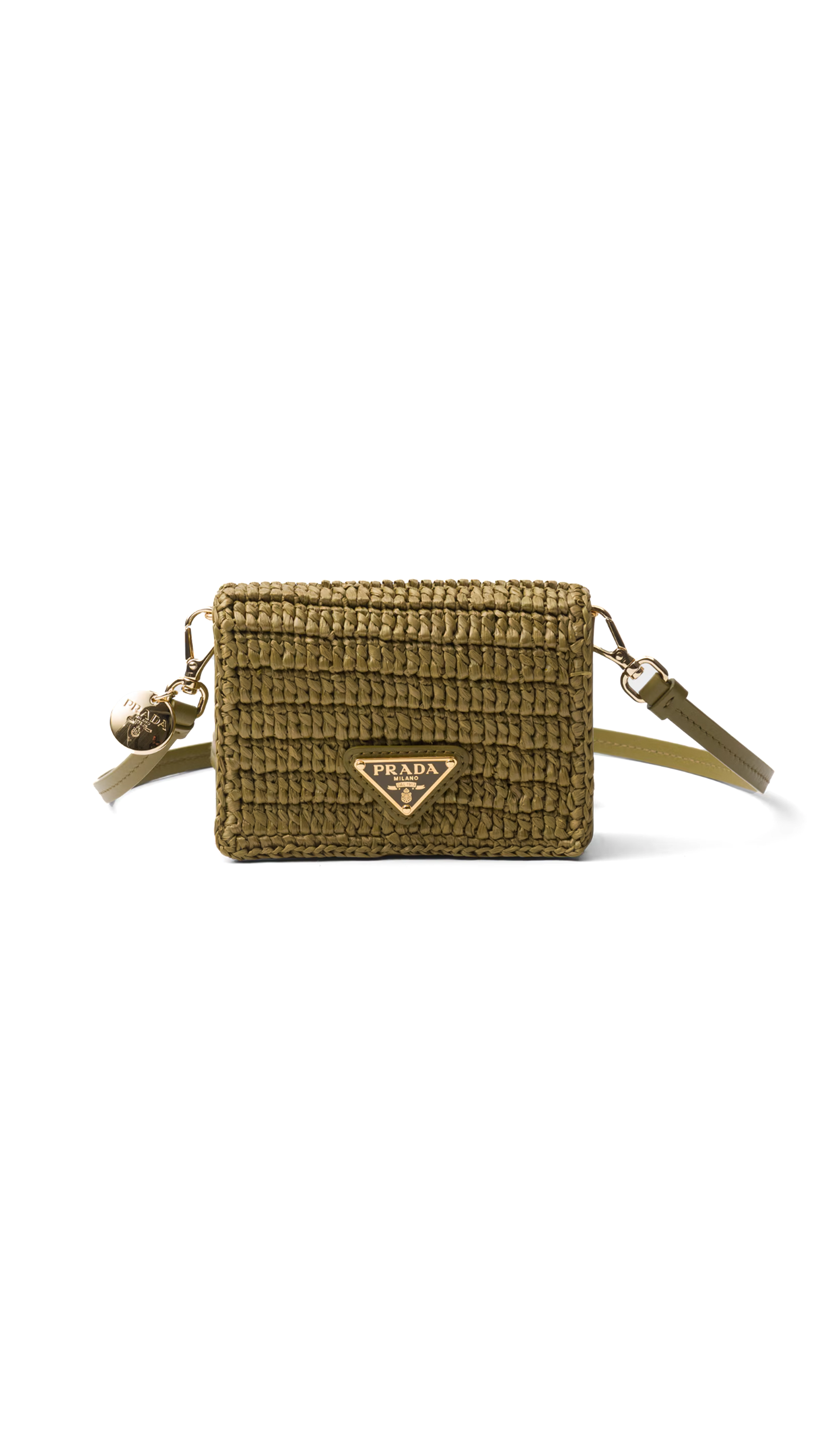 Crochet Card Holder with Shoulder Strap - Olive Green